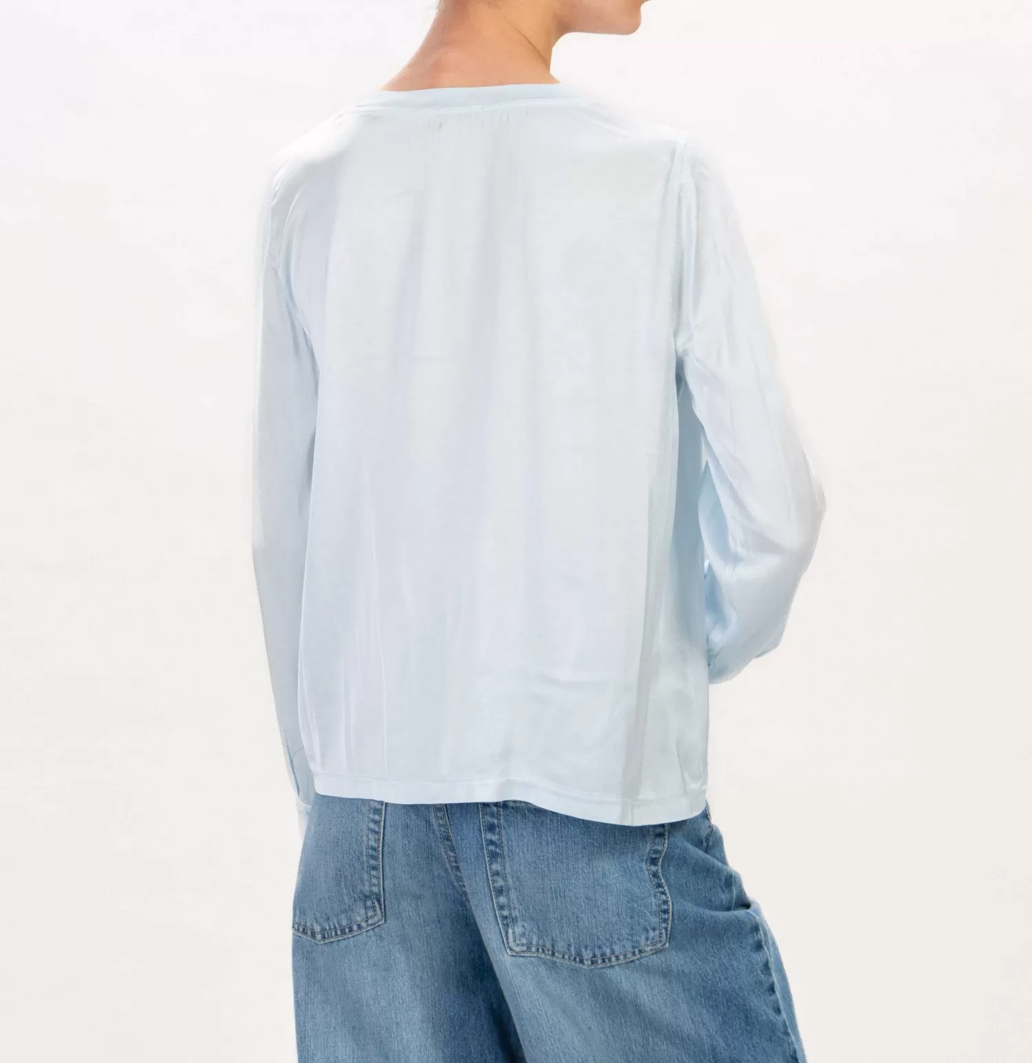 Store White Mood Zeroassoluto-Blusa In Satin Elasticizzata - Cielo