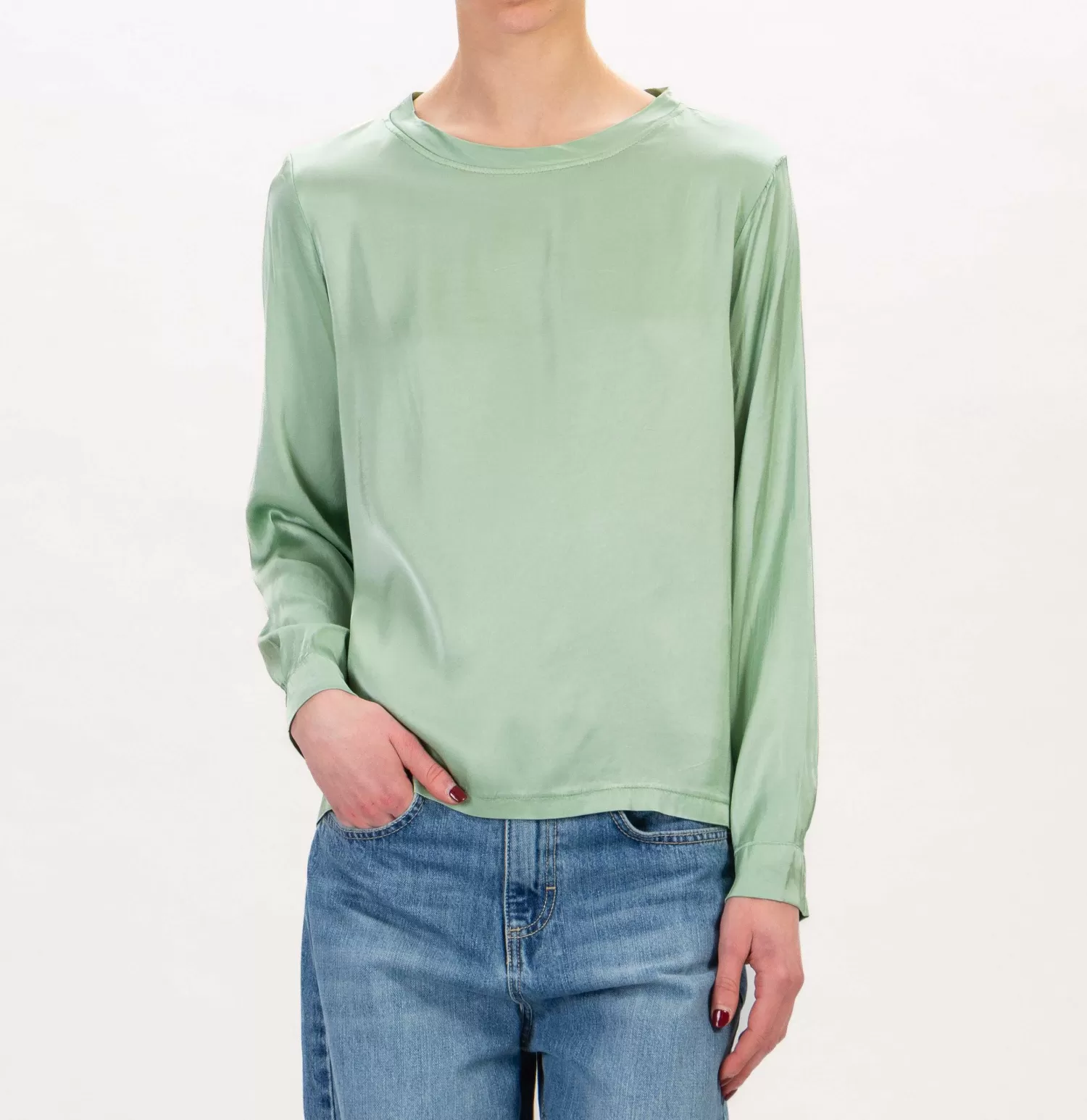 Fashion White Mood Zeroassoluto-Blusa In Satin Elasticizzata - Green Bay