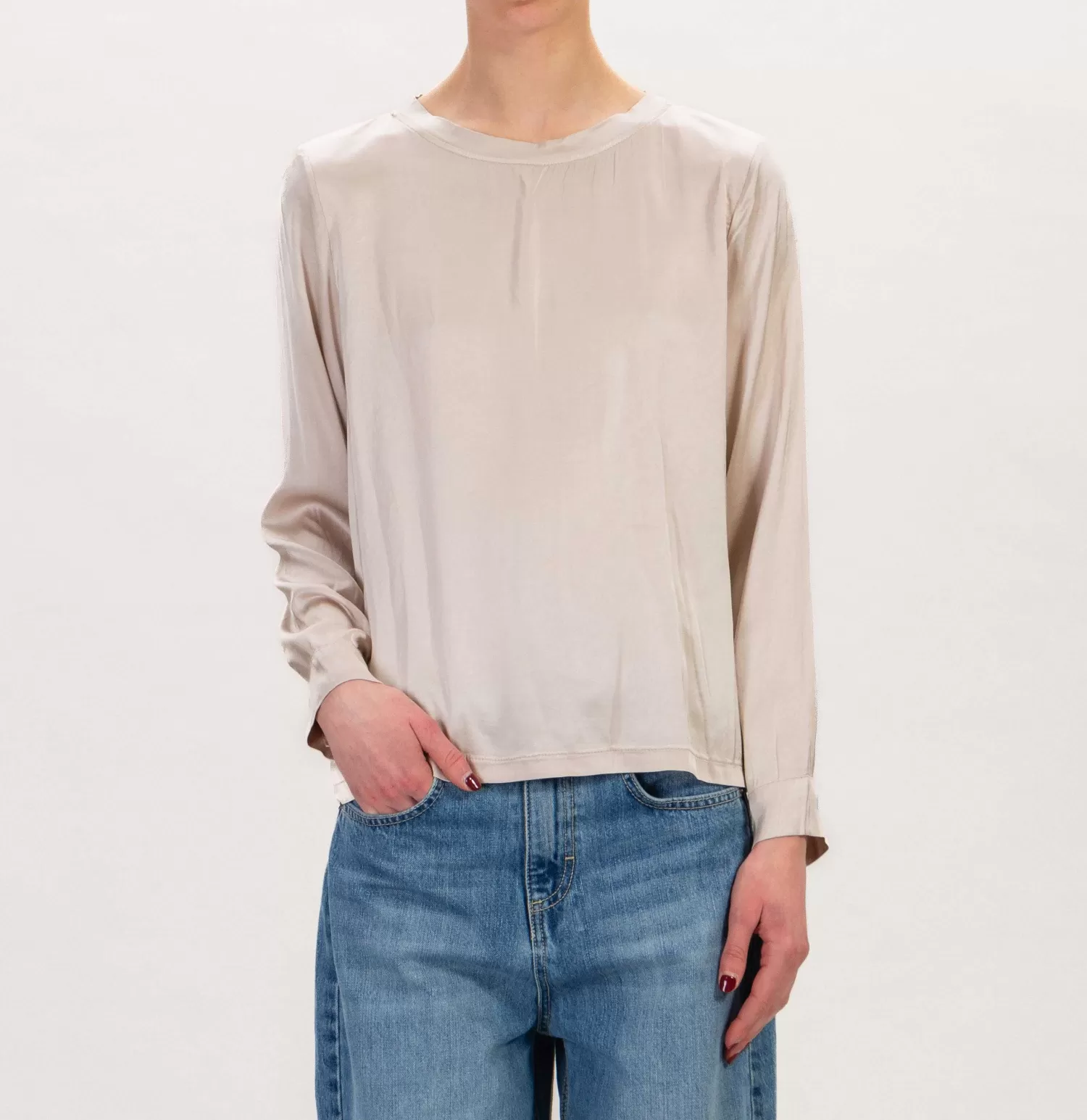 Discount White Mood Zeroassoluto-Blusa In Satin Elasticizzata - Sand