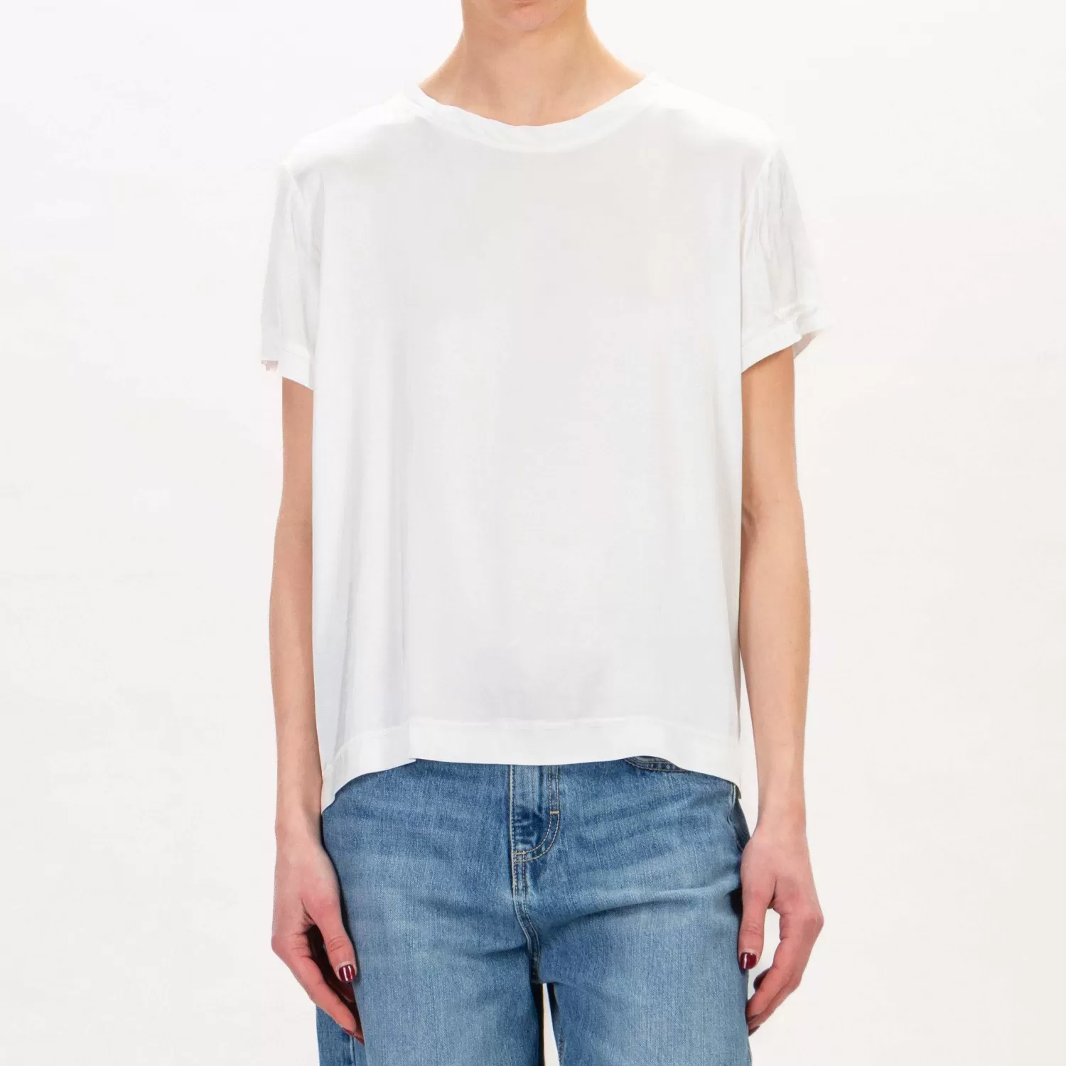 Discount White Mood Zeroassoluto-Blusa Mezza Manica In Satin Elasticizzata - Burro