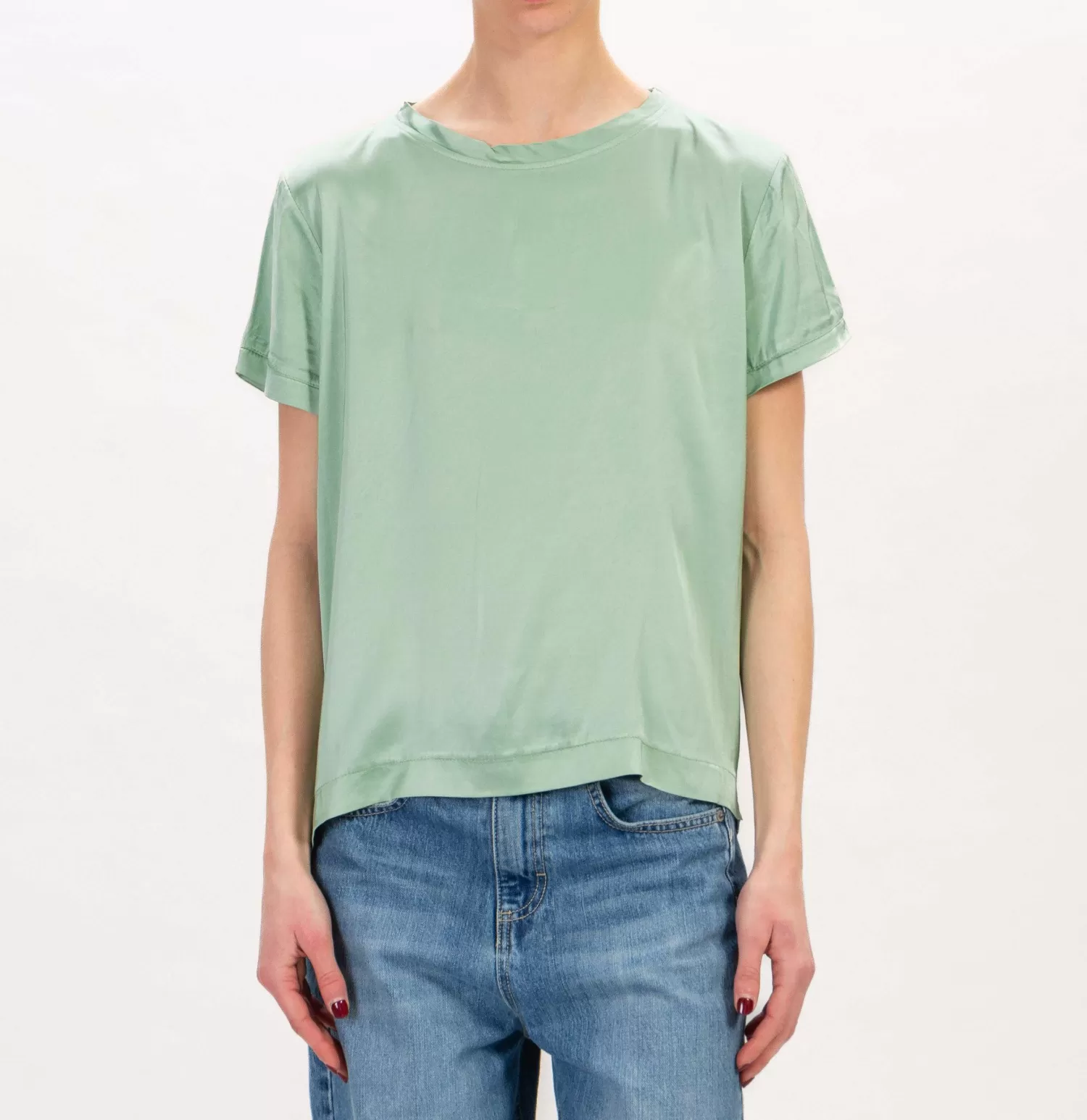 Discount White Mood Zeroassoluto-Blusa Mezza Manica In Satin Elasticizzata - Green Bay