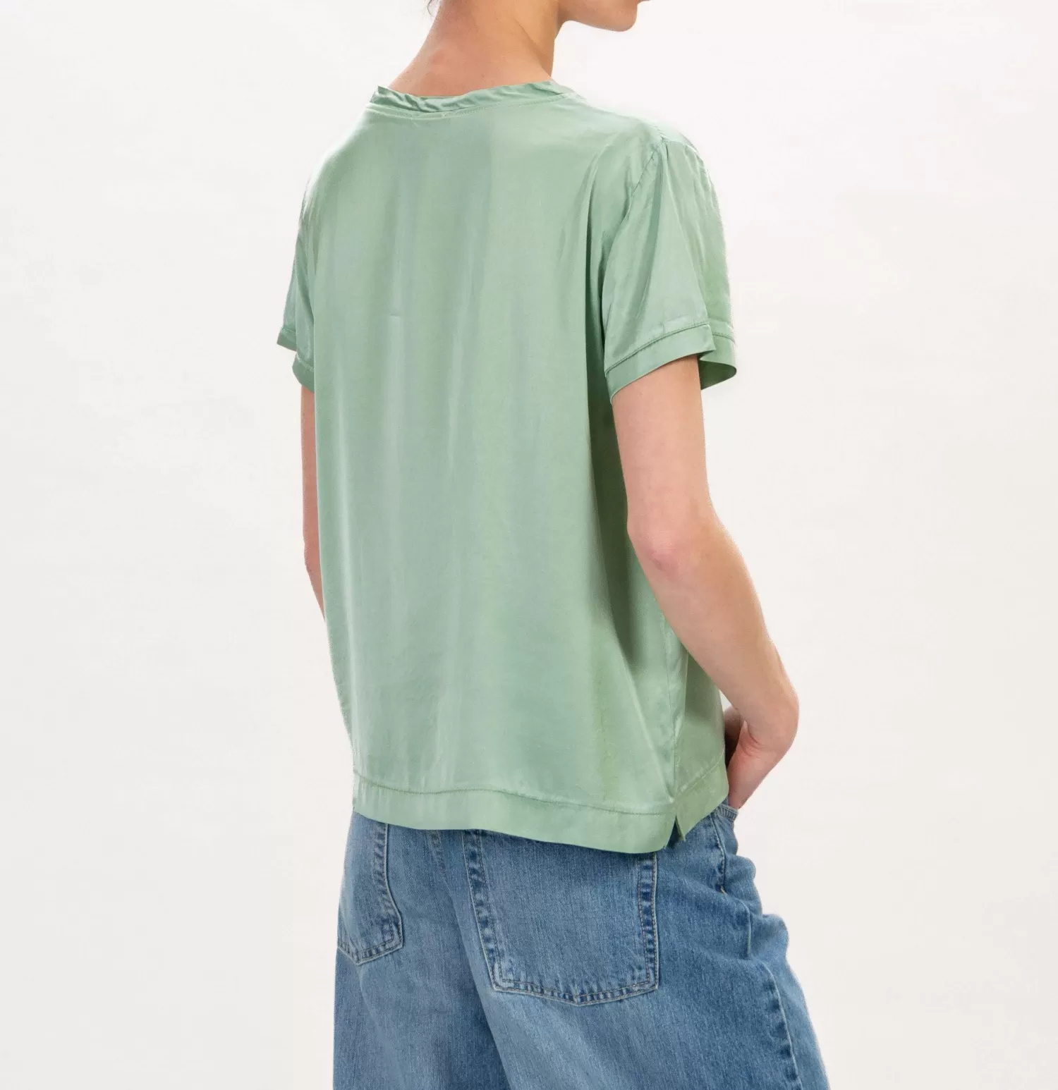 Discount White Mood Zeroassoluto-Blusa Mezza Manica In Satin Elasticizzata - Green Bay