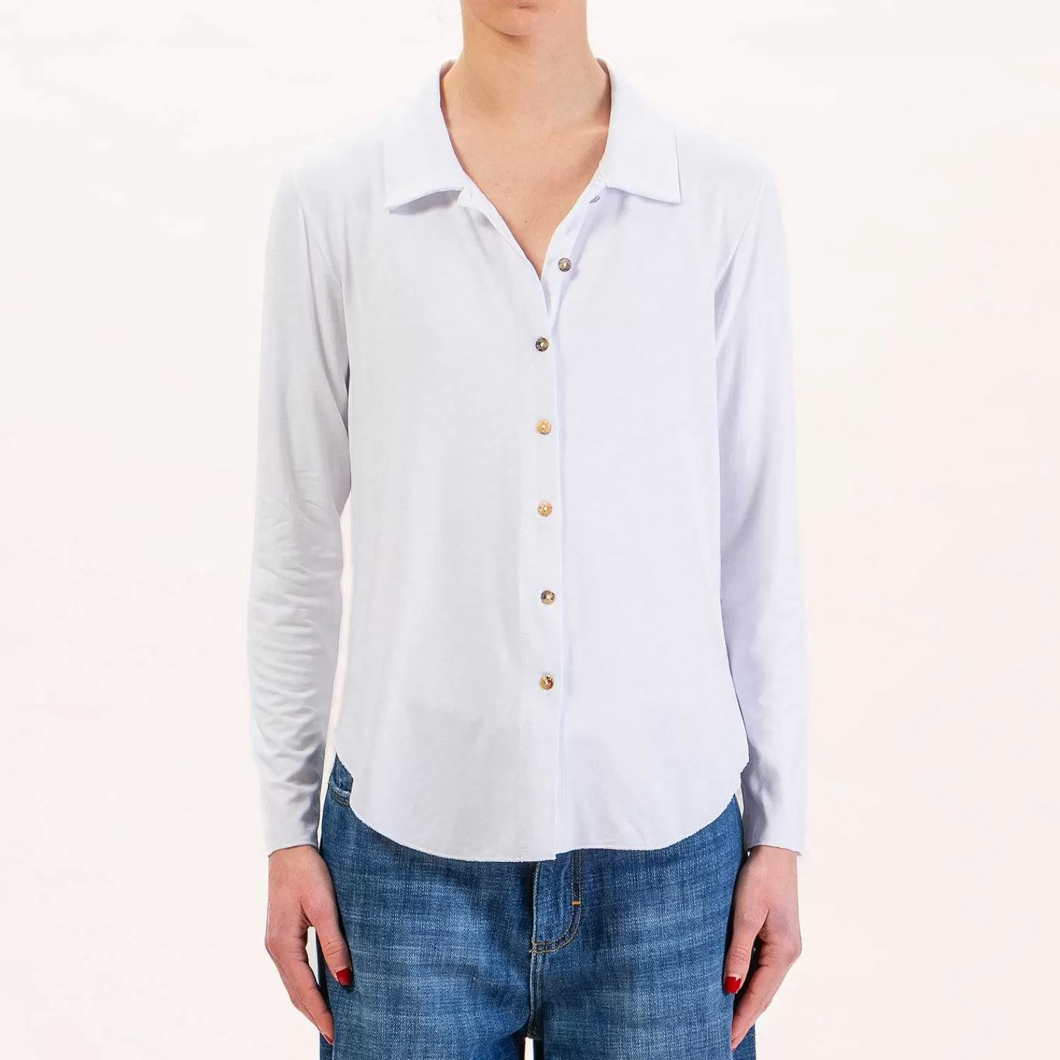 Best Sale White Mood Zeroassoluto-Camicia Carly In Jersey - Bianco