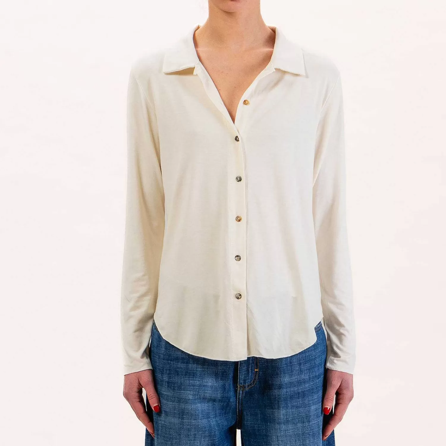 Cheap White Mood Zeroassoluto-Camicia Carly In Jersey - Burro