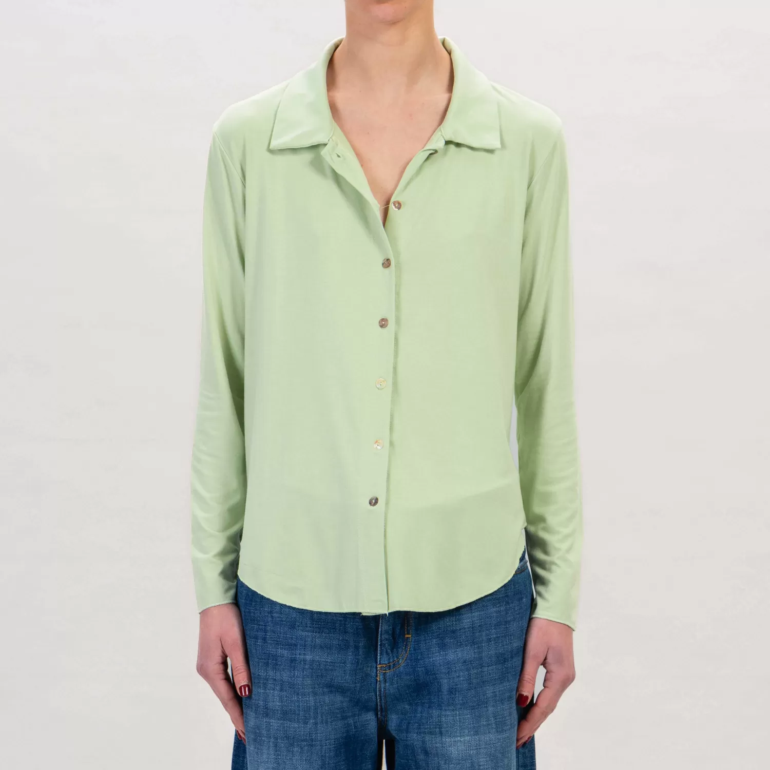 Outlet White Mood Zeroassoluto-Camicia Carly In Jersey - Menta