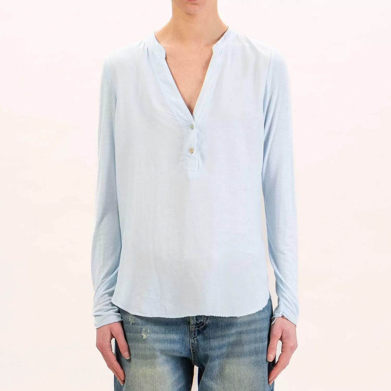 New White Mood Zeroassoluto-Camicia Chester Doppio Tessuto - Cielo