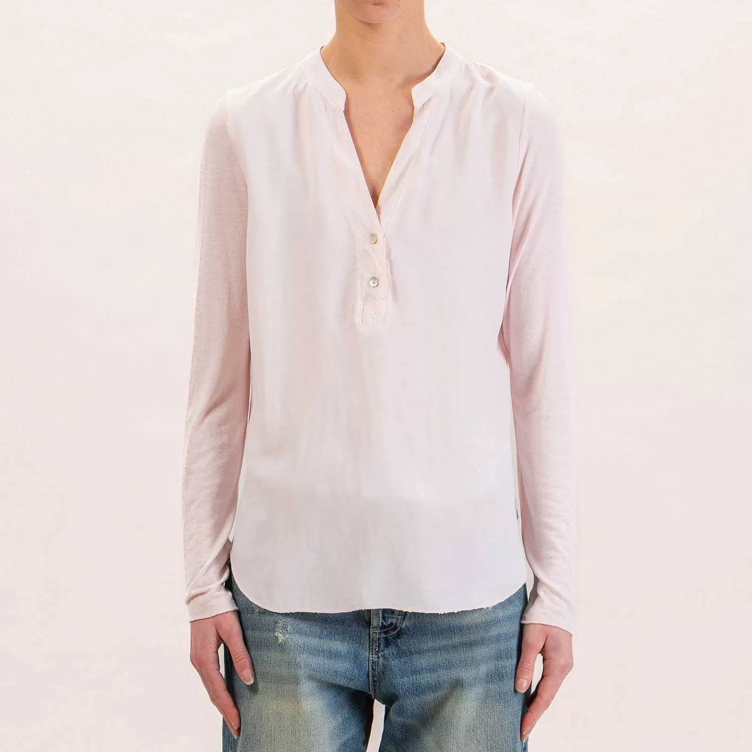 Best Sale White Mood Zeroassoluto-Camicia Chester Doppio Tessuto - Cipria