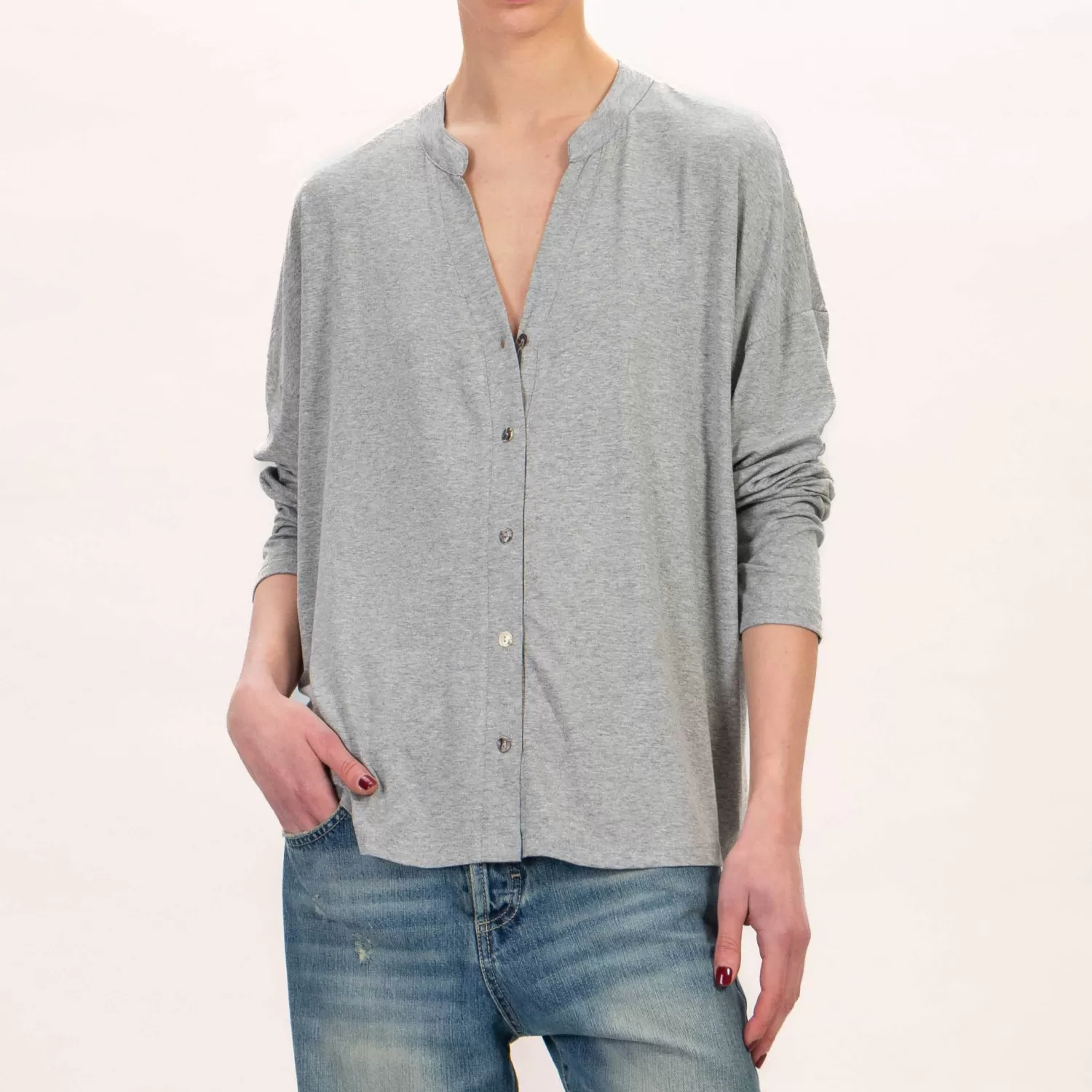 Sale White Mood Zeroassoluto-Camicia Cris Chester In Jersey - Grigio Melange