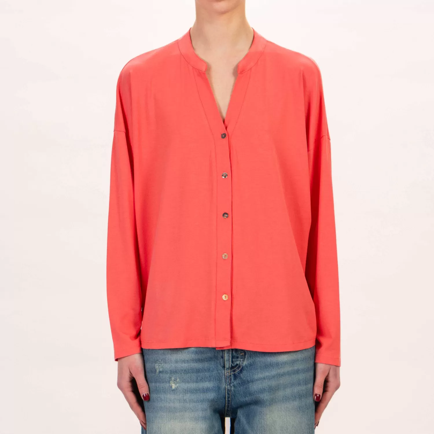 Shop White Mood Zeroassoluto-Camicia Cris Chester In Jersey - Peach