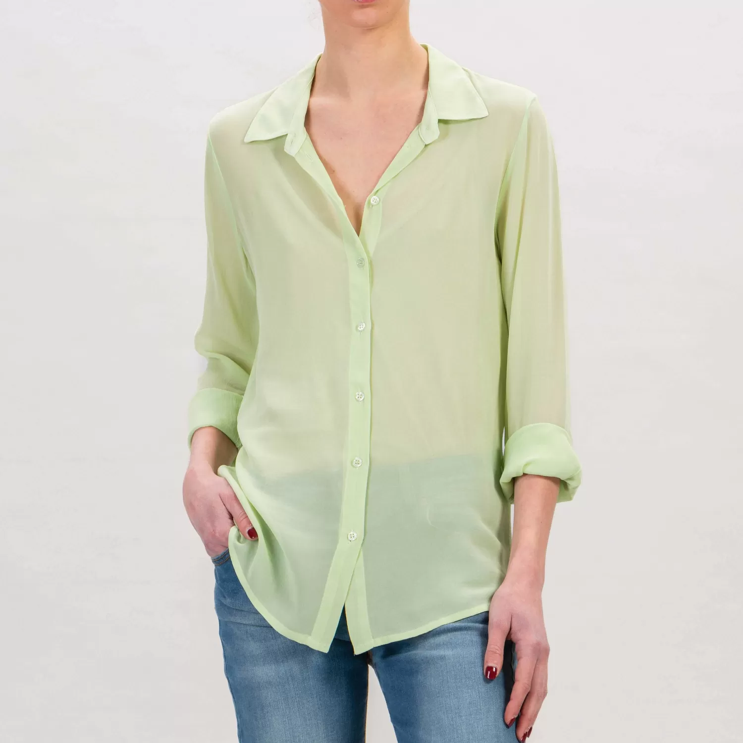 Best Sale White Mood Zeroassoluto-Camicia Georgette In Viscosa - Menta