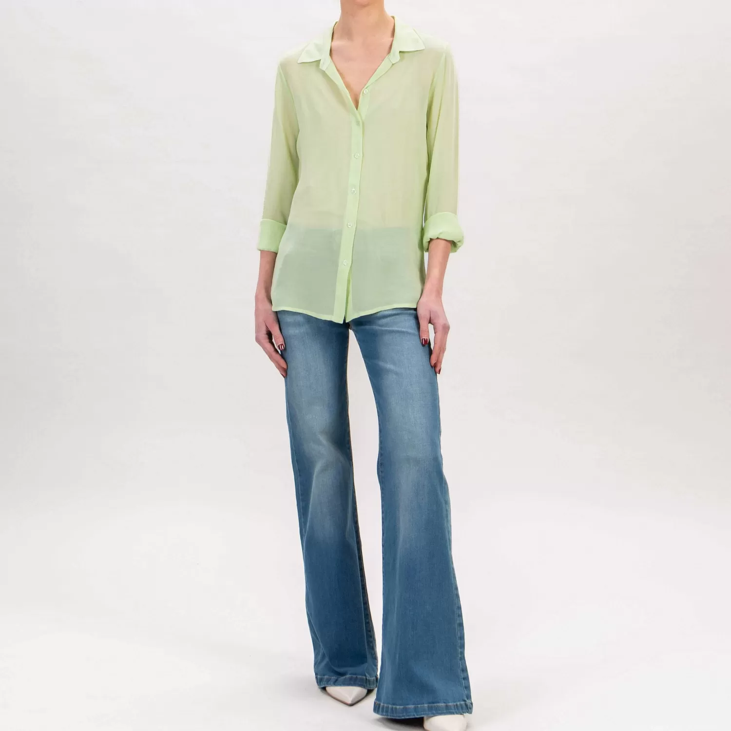 Best Sale White Mood Zeroassoluto-Camicia Georgette In Viscosa - Menta