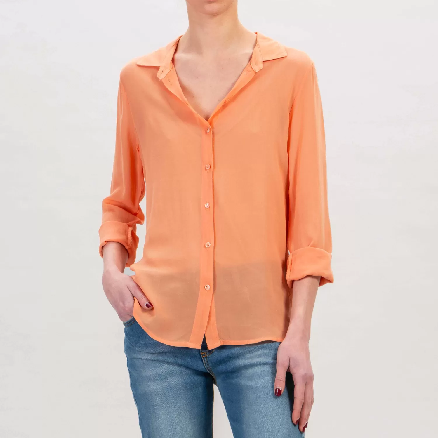 Flash Sale White Mood Zeroassoluto-Camicia Georgette In Viscosa - Papaya