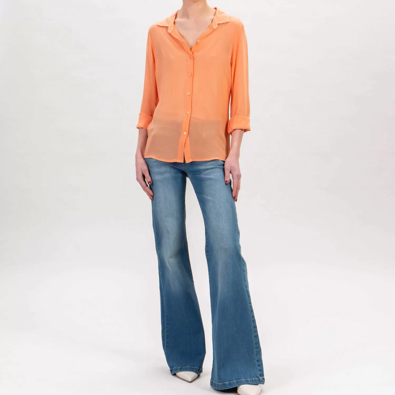 Flash Sale White Mood Zeroassoluto-Camicia Georgette In Viscosa - Papaya