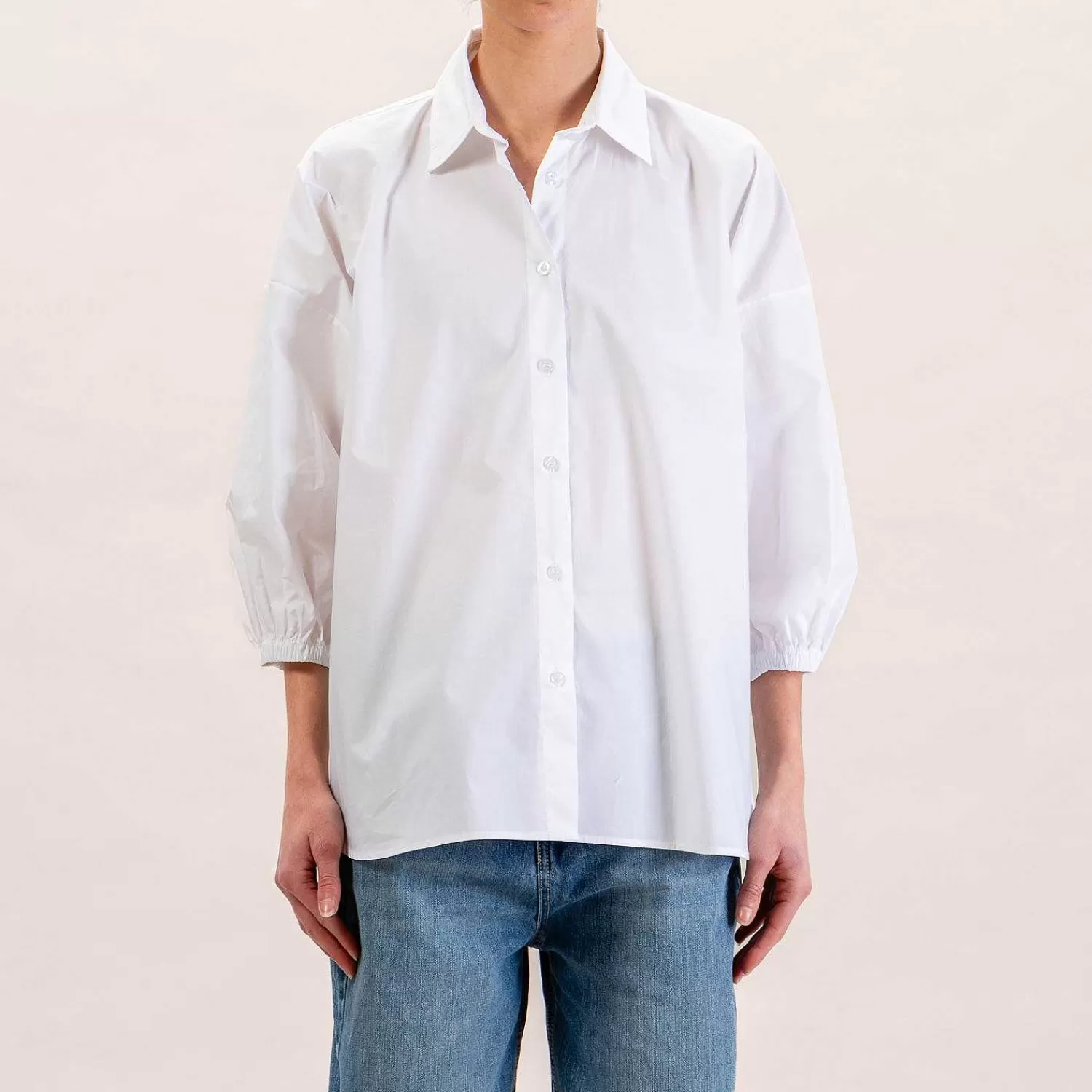 New White Mood Zeroassoluto-Camicia Manica 3/4 Con Elastico - Bianco