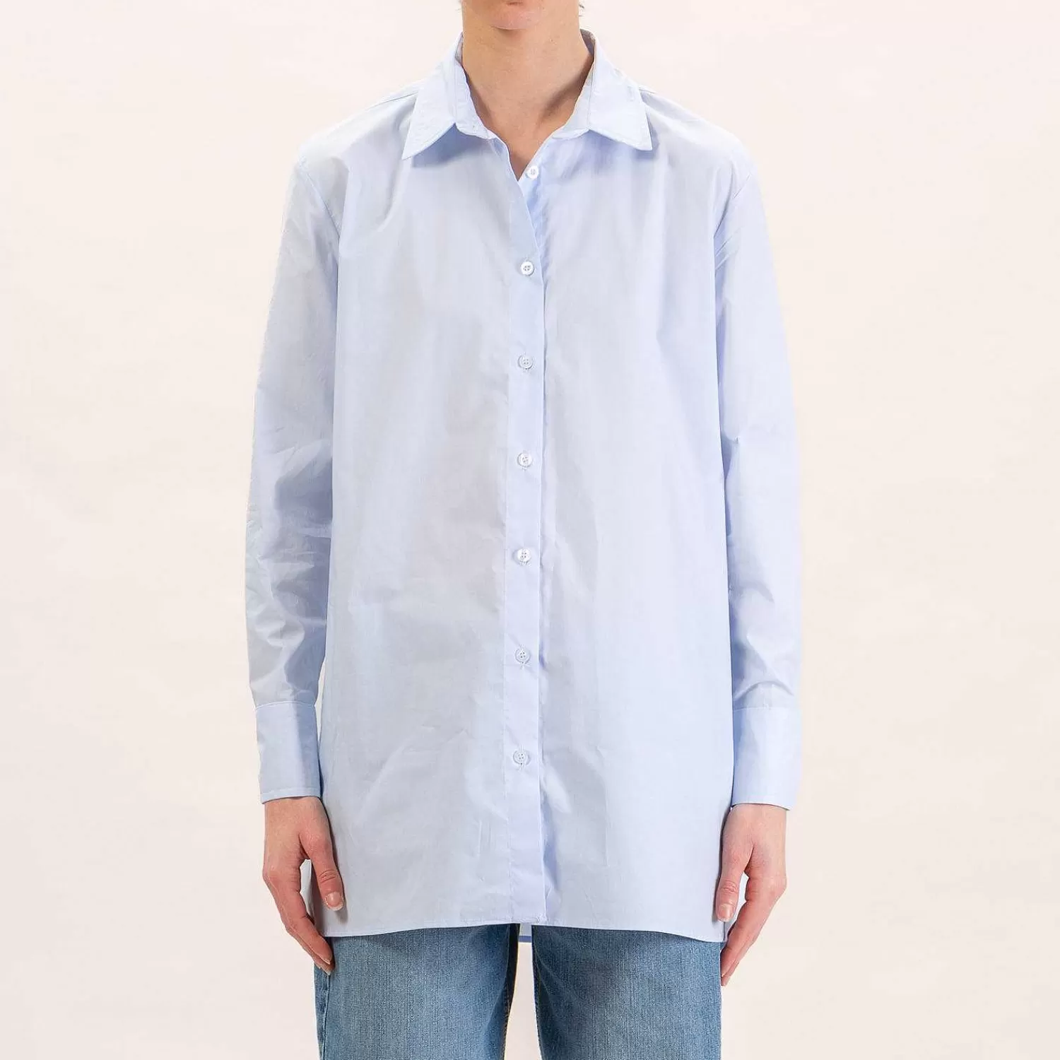 Flash Sale White Mood Zeroassoluto-Camicia Oversize In Cotone - Celeste