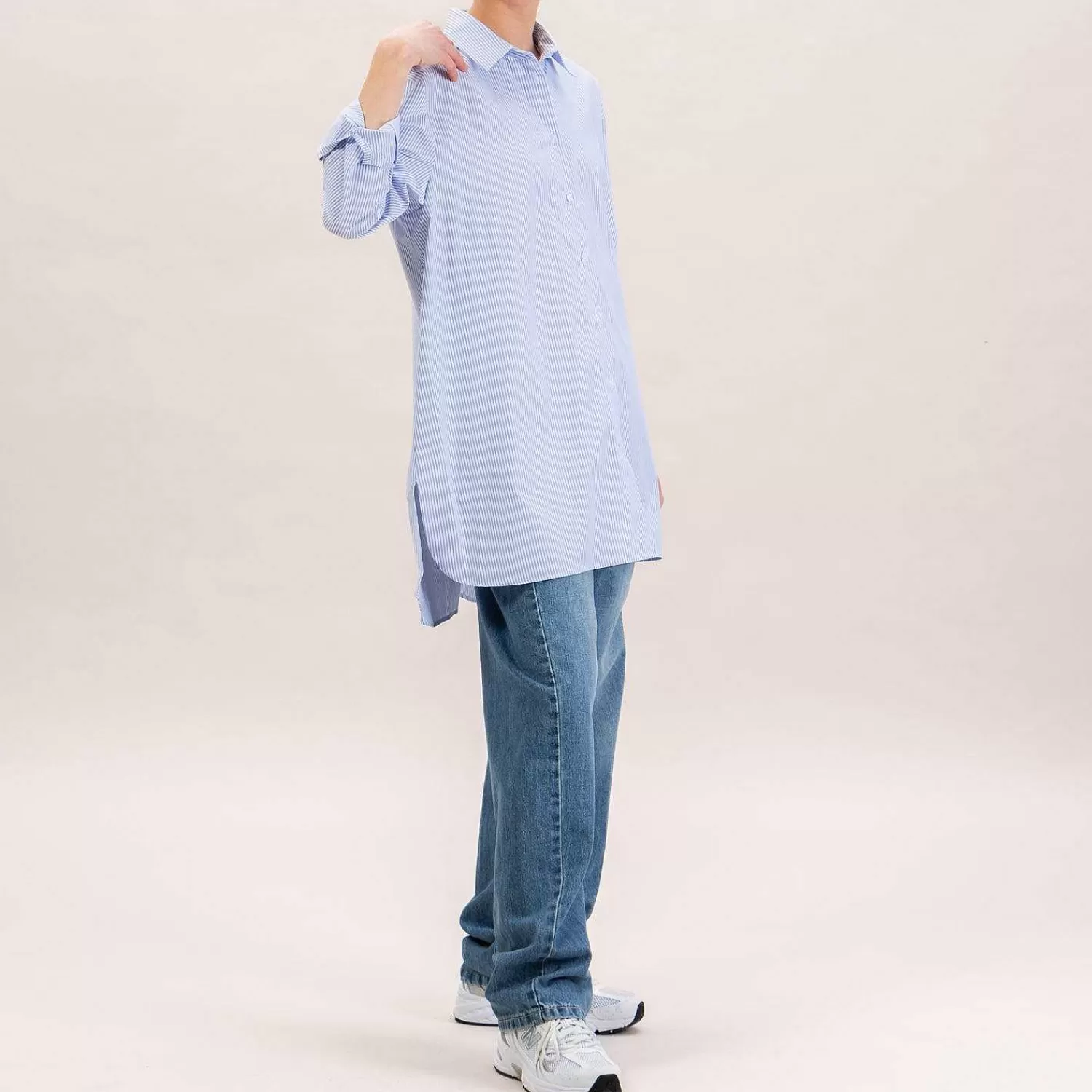 Flash Sale White Mood Zeroassoluto-Camicia Oversize In Cotone - Righe Bianco/Cielo