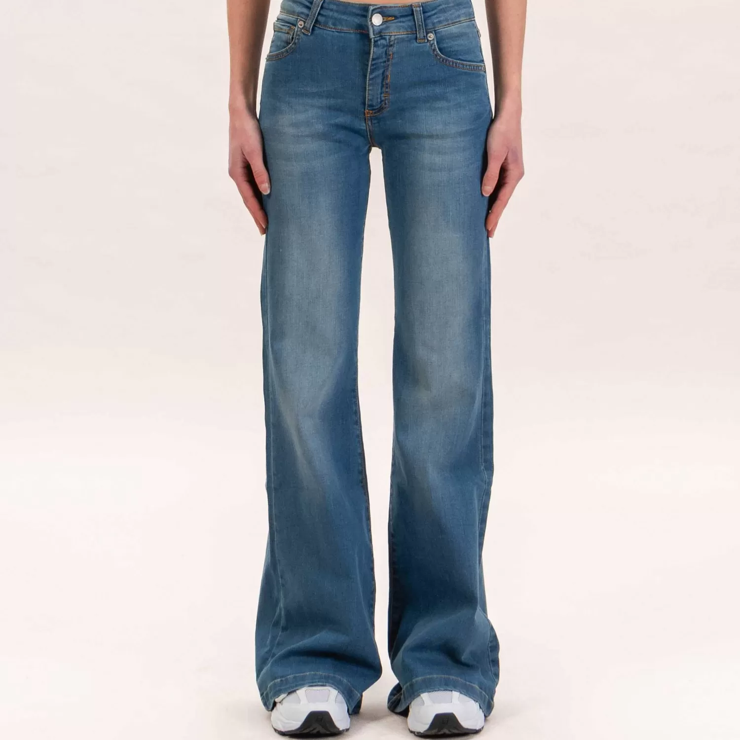 Sale White Mood Zeroassoluto-Jeans Blossom Flare Bootcut Elasticcizato - Denim