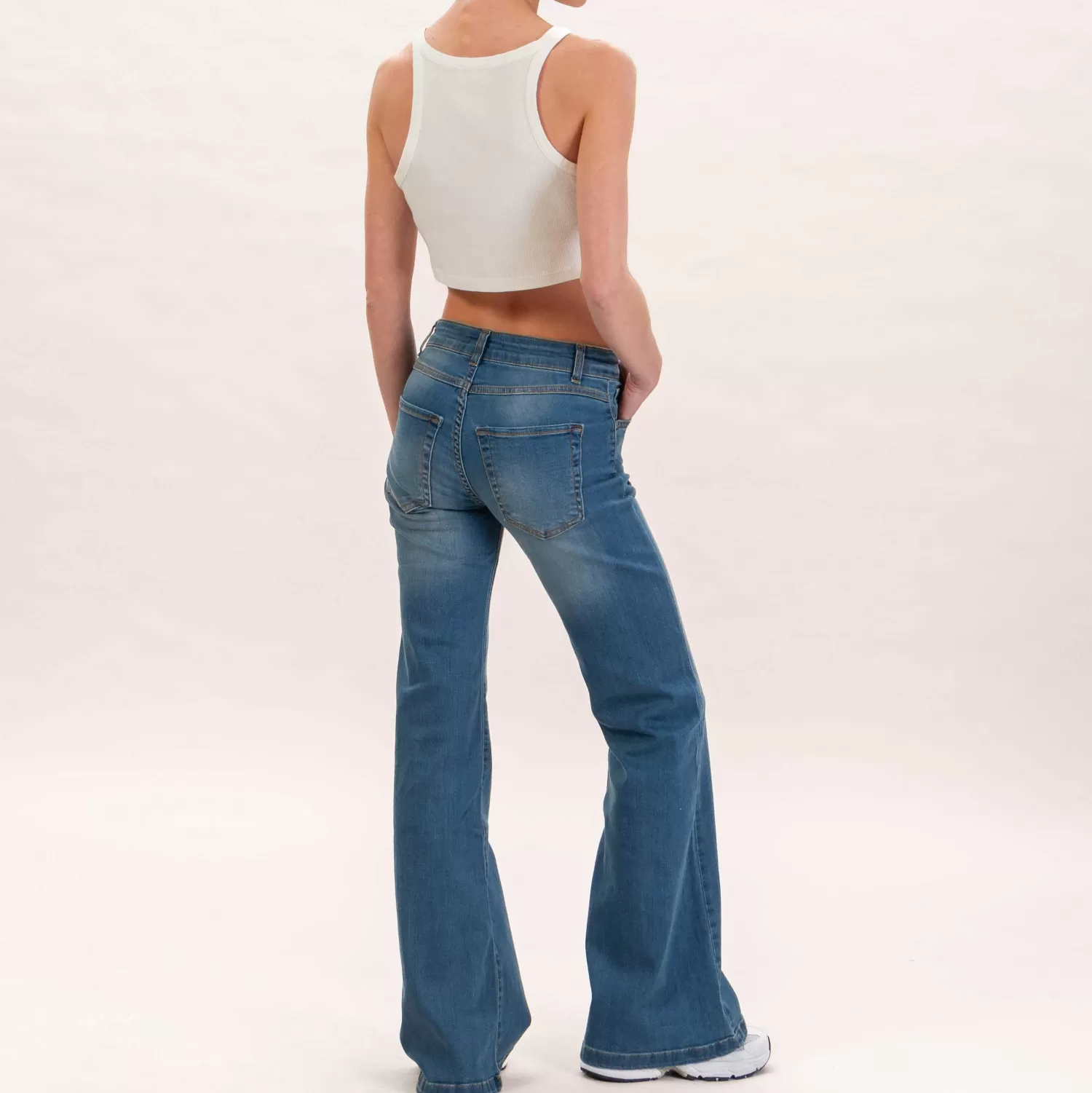 Sale White Mood Zeroassoluto-Jeans Blossom Flare Bootcut Elasticcizato - Denim