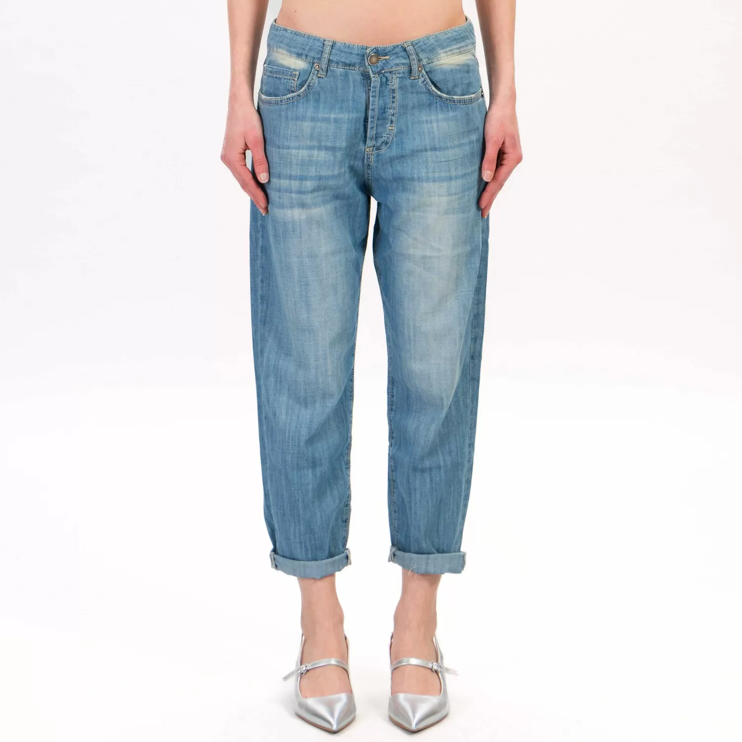 New White Mood Zeroassoluto-Jeans Kacy Boyfriend Tela Relaxed Light - Denim