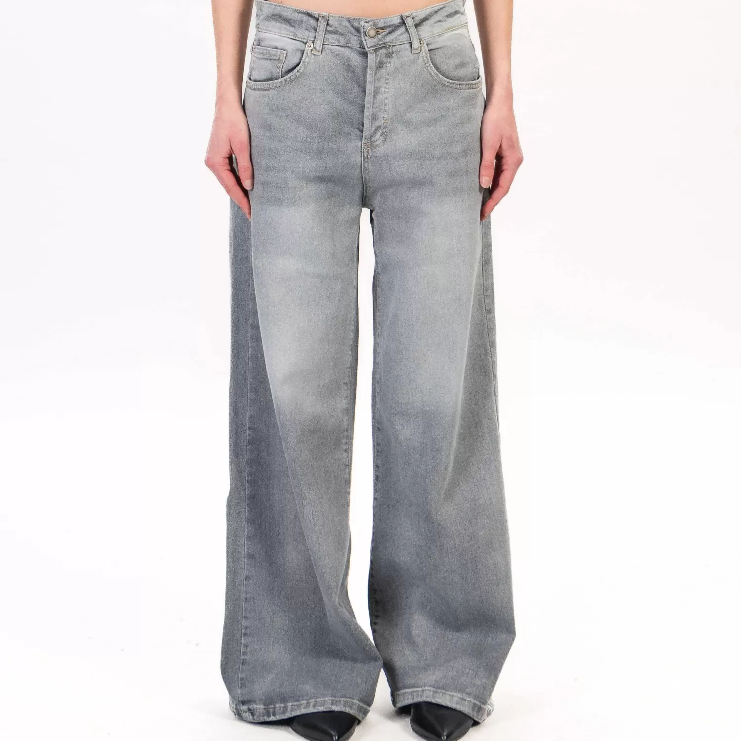 Sale White Mood Zeroassoluto-Jeans Kam2 Palazzo Lavaggio Medio - Grigio Cenere