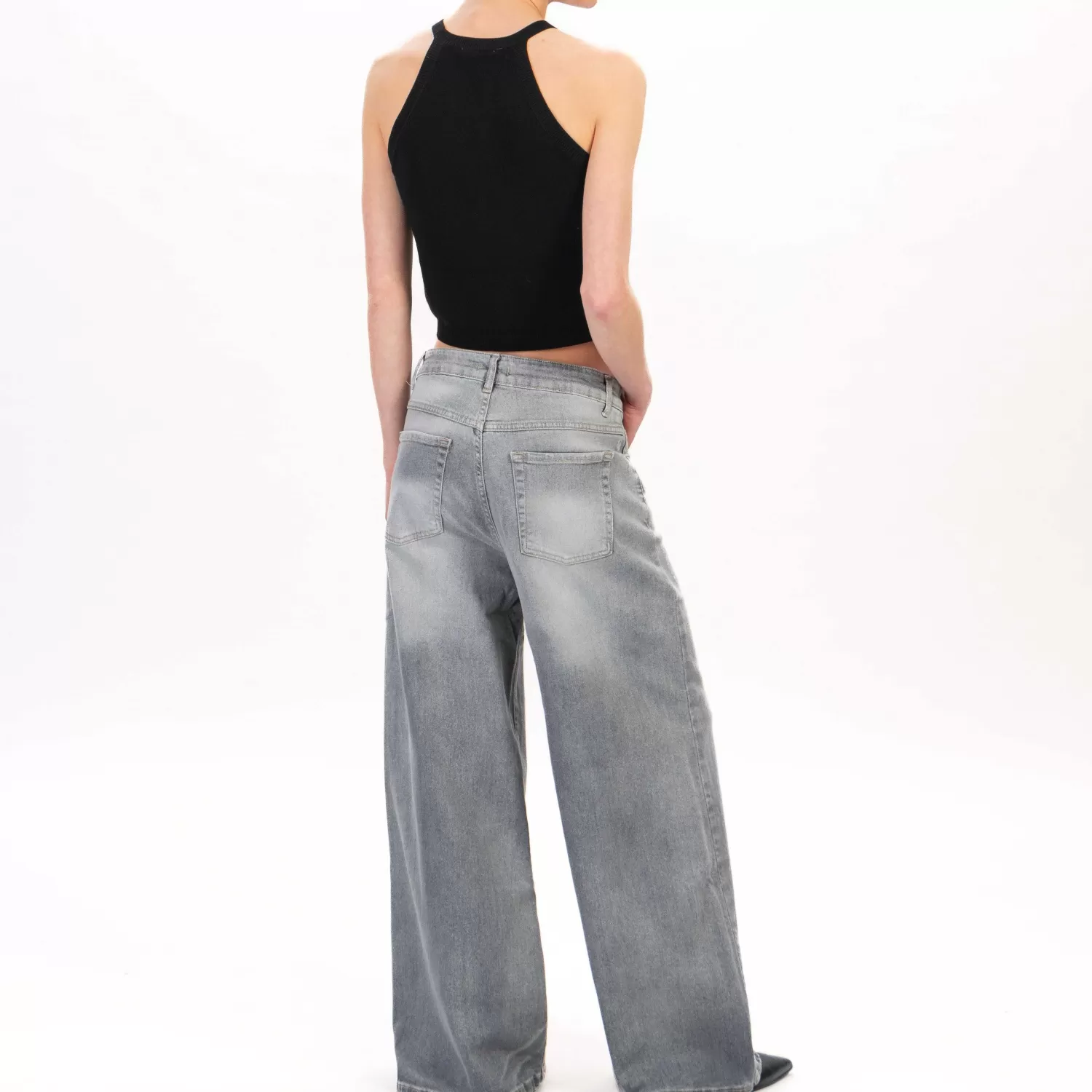 Sale White Mood Zeroassoluto-Jeans Kam2 Palazzo Lavaggio Medio - Grigio Cenere