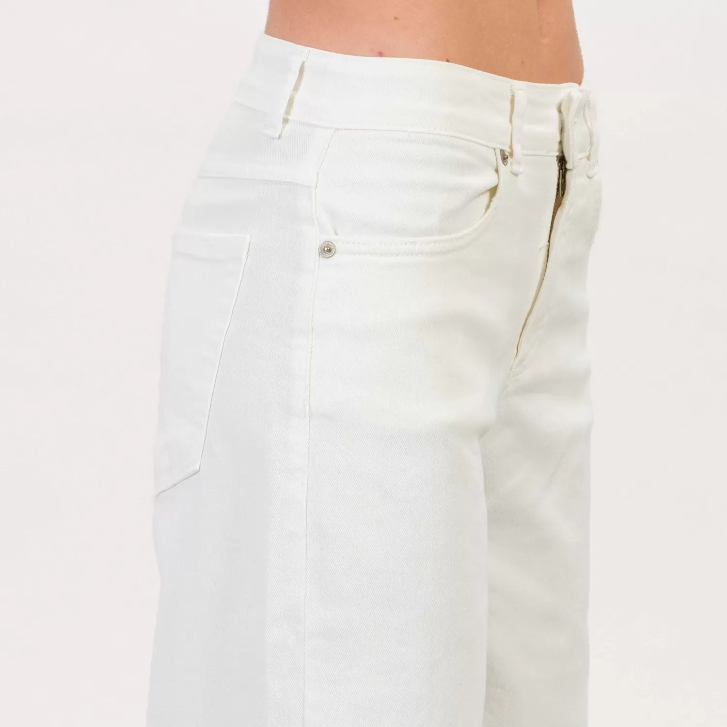 Hot White Mood Zeroassoluto-Jeans Kam-B Palazzo Drill Cotone - Off White