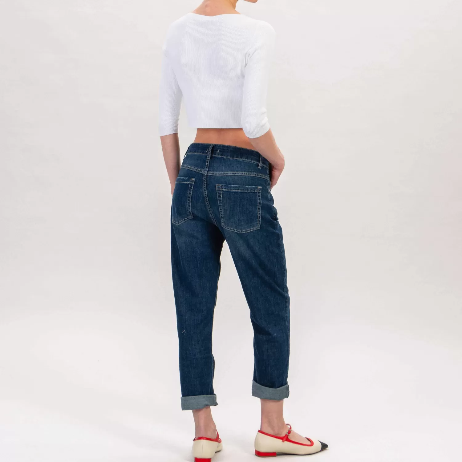 Outlet White Mood Zeroassoluto-Jeans Leaf Boyfriend Elasticizzato - Denim