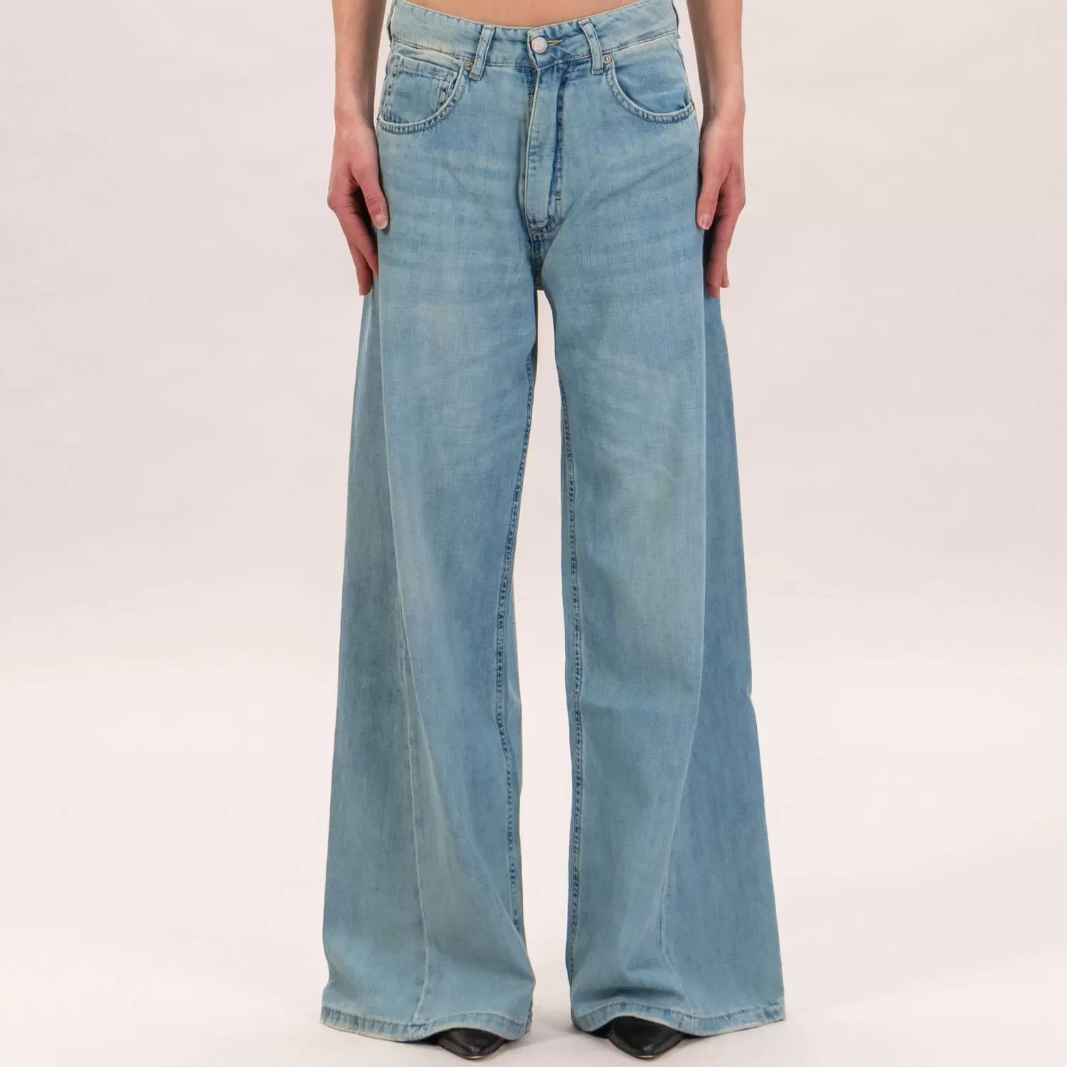 Outlet White Mood Zeroassoluto-Jeans Poplar Lightweight Wide Leg - Denim Chiaro