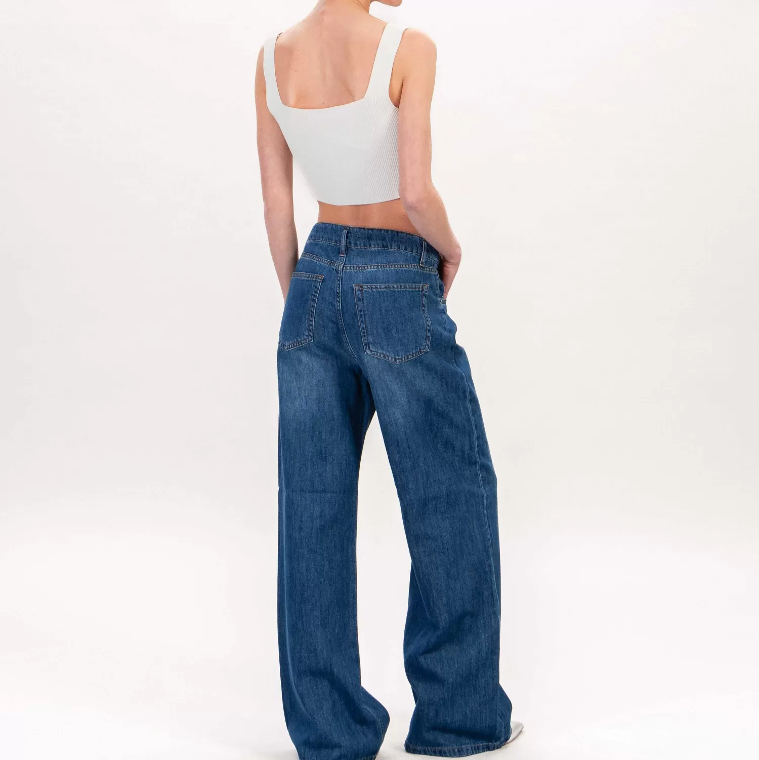 Best Sale White Mood Zeroassoluto-Jeans Sara Wide Leg Tela Morbida - Denim