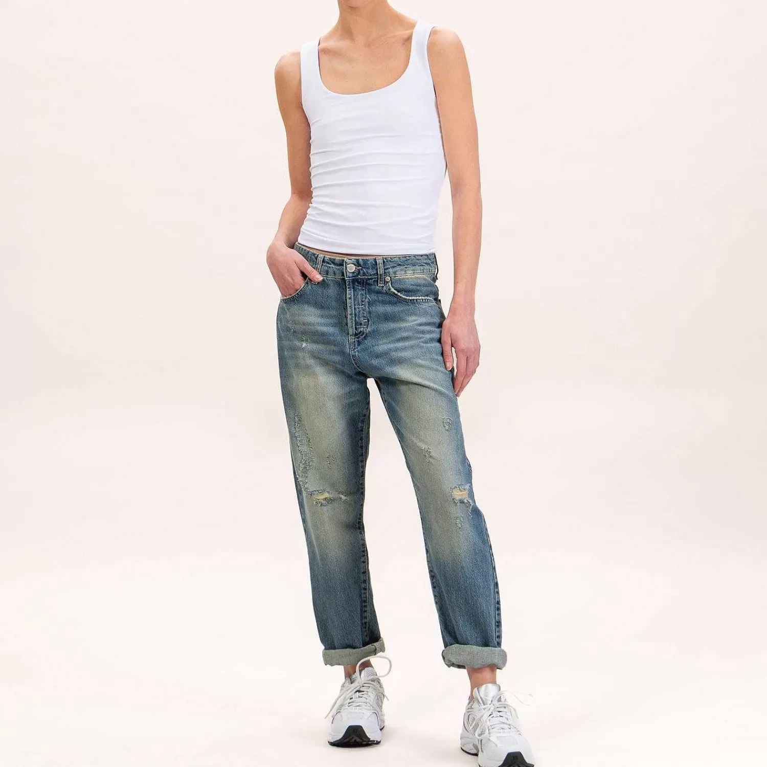 Cheap White Mood Zeroassoluto-Jeans Stark Boyfriend Con Rotture - Denim