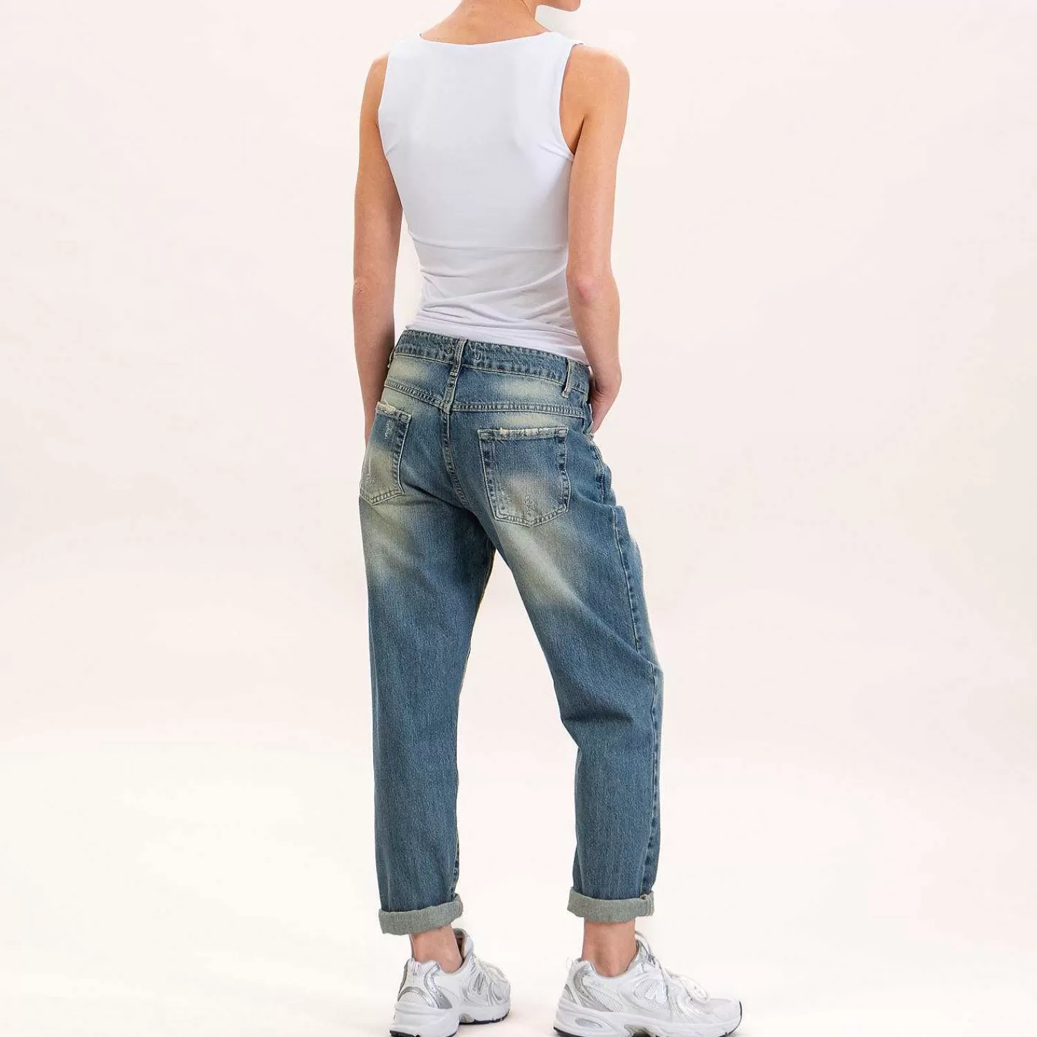 Cheap White Mood Zeroassoluto-Jeans Stark Boyfriend Con Rotture - Denim