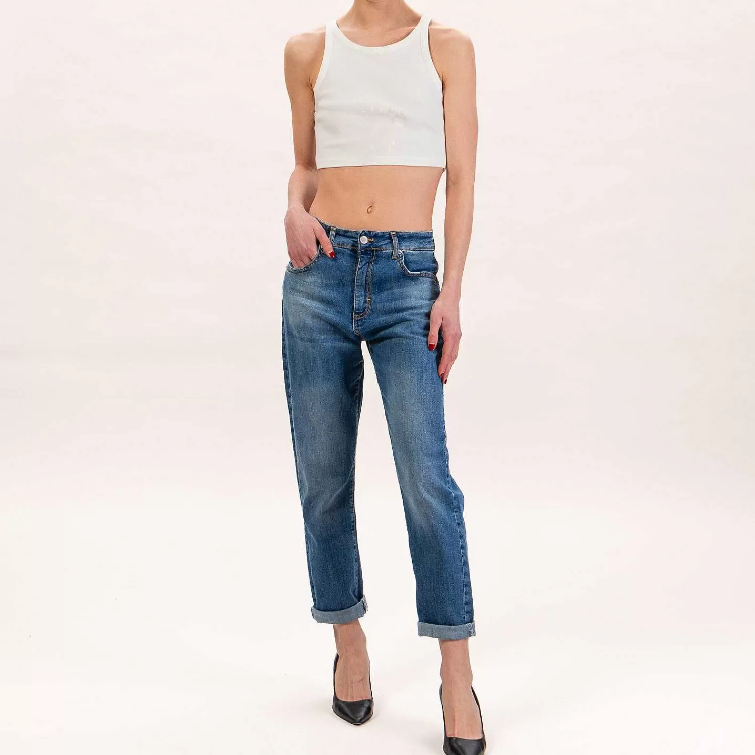 Fashion White Mood Zeroassoluto-Light Boyfriend Jeans Lina - Denim