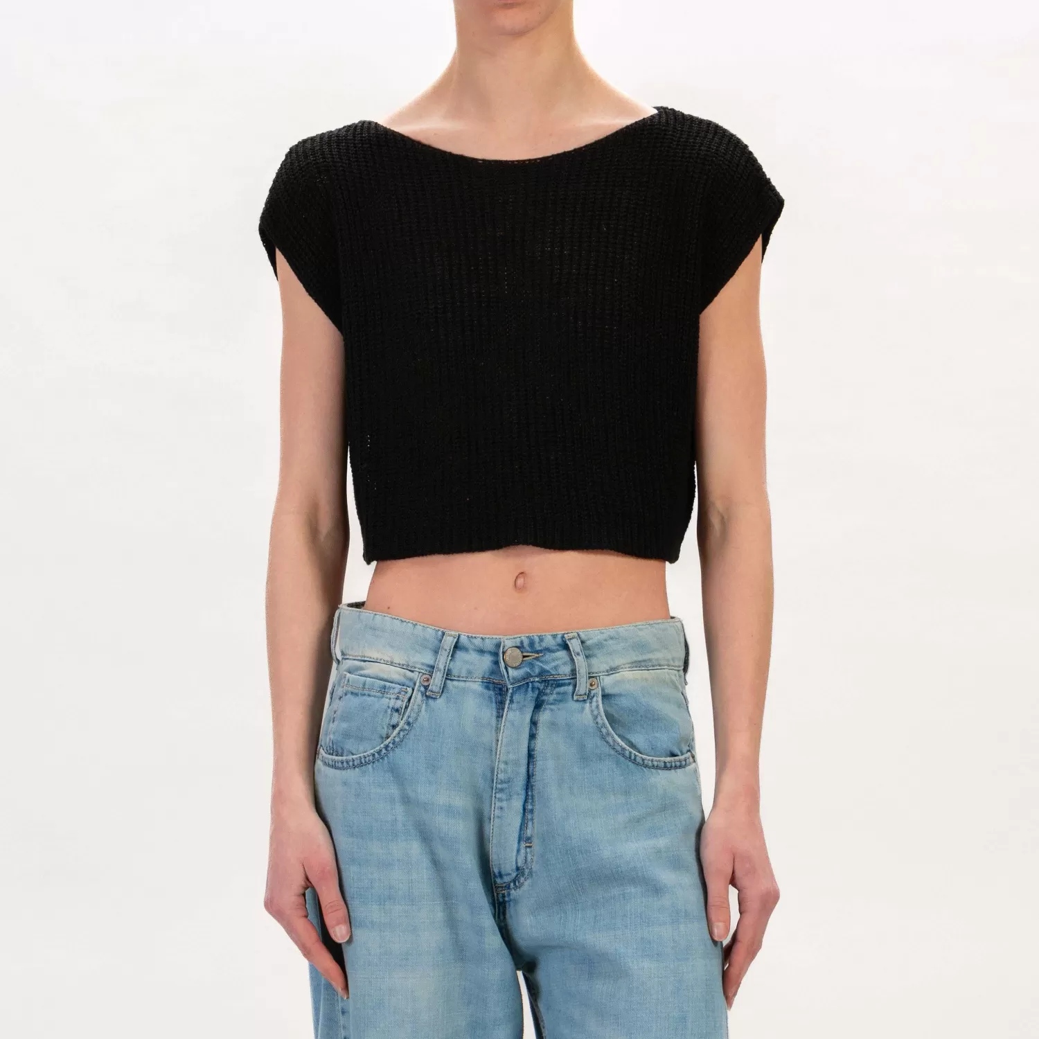 New White Mood Zeroassoluto-Maglia Crop - Nero