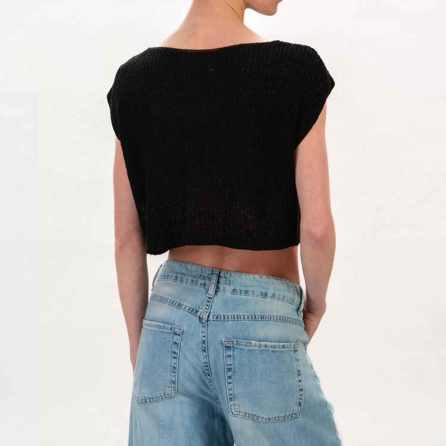 New White Mood Zeroassoluto-Maglia Crop - Nero