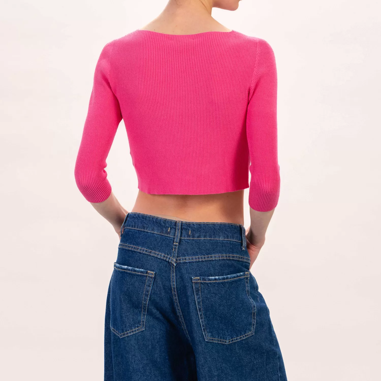 Best White Mood Zeroassoluto-Maglia Crop A Costine - Fucsia