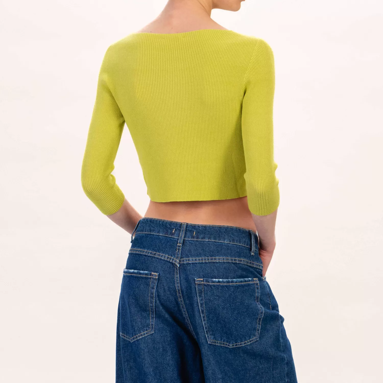 Best White Mood Zeroassoluto-Maglia Crop A Costine - Lime