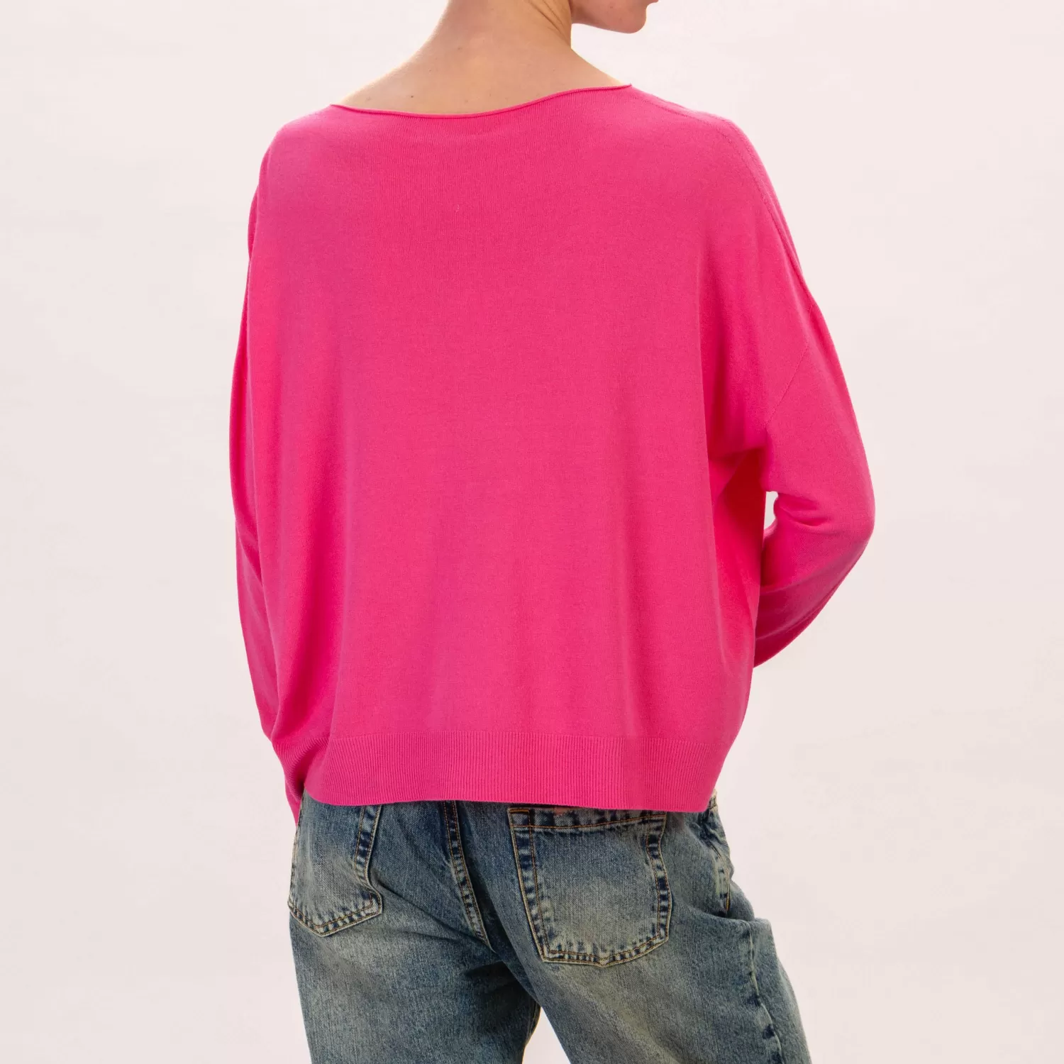 Fashion White Mood Zeroassoluto-Maglia Scatola Girocollo Bordi A Coste - Fucsia