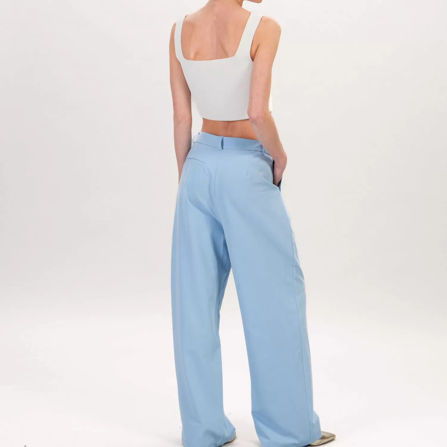 Outlet White Mood Zeroassoluto-Pantalone Baly Wide Leg 1 Pinces - Cielo