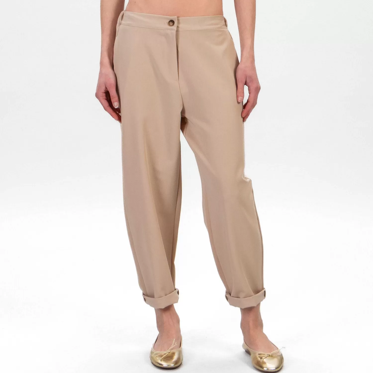 Best Sale White Mood Zeroassoluto-Pantalone Baty Loose Fit - Sand