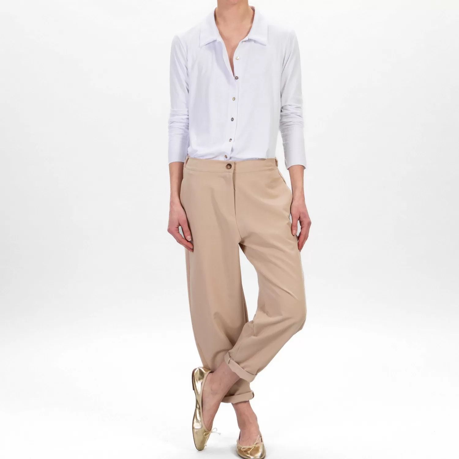 Best Sale White Mood Zeroassoluto-Pantalone Baty Loose Fit - Sand