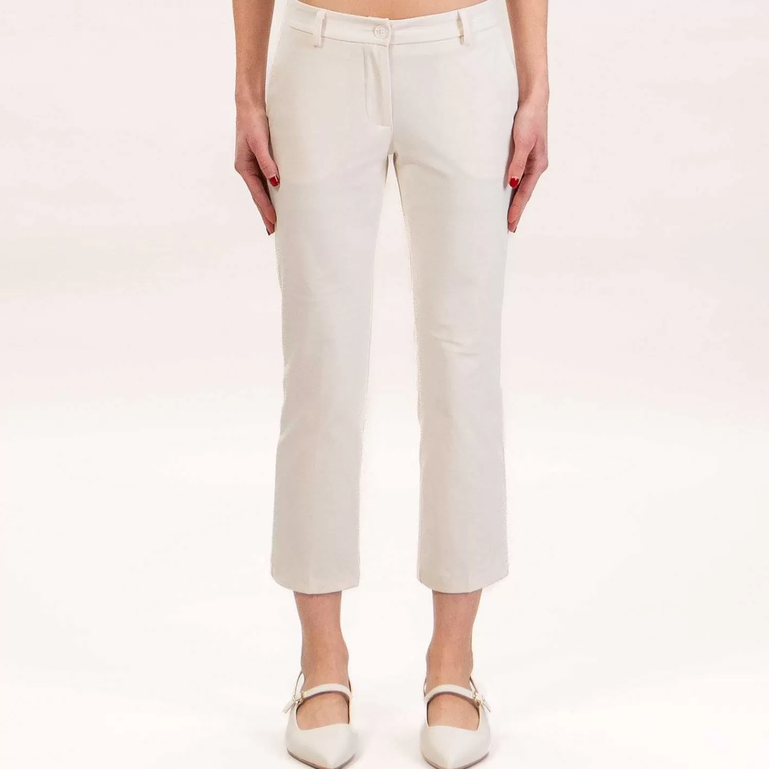 Clearance White Mood Zeroassoluto-Pantalone Betty Punto Milano - Burro