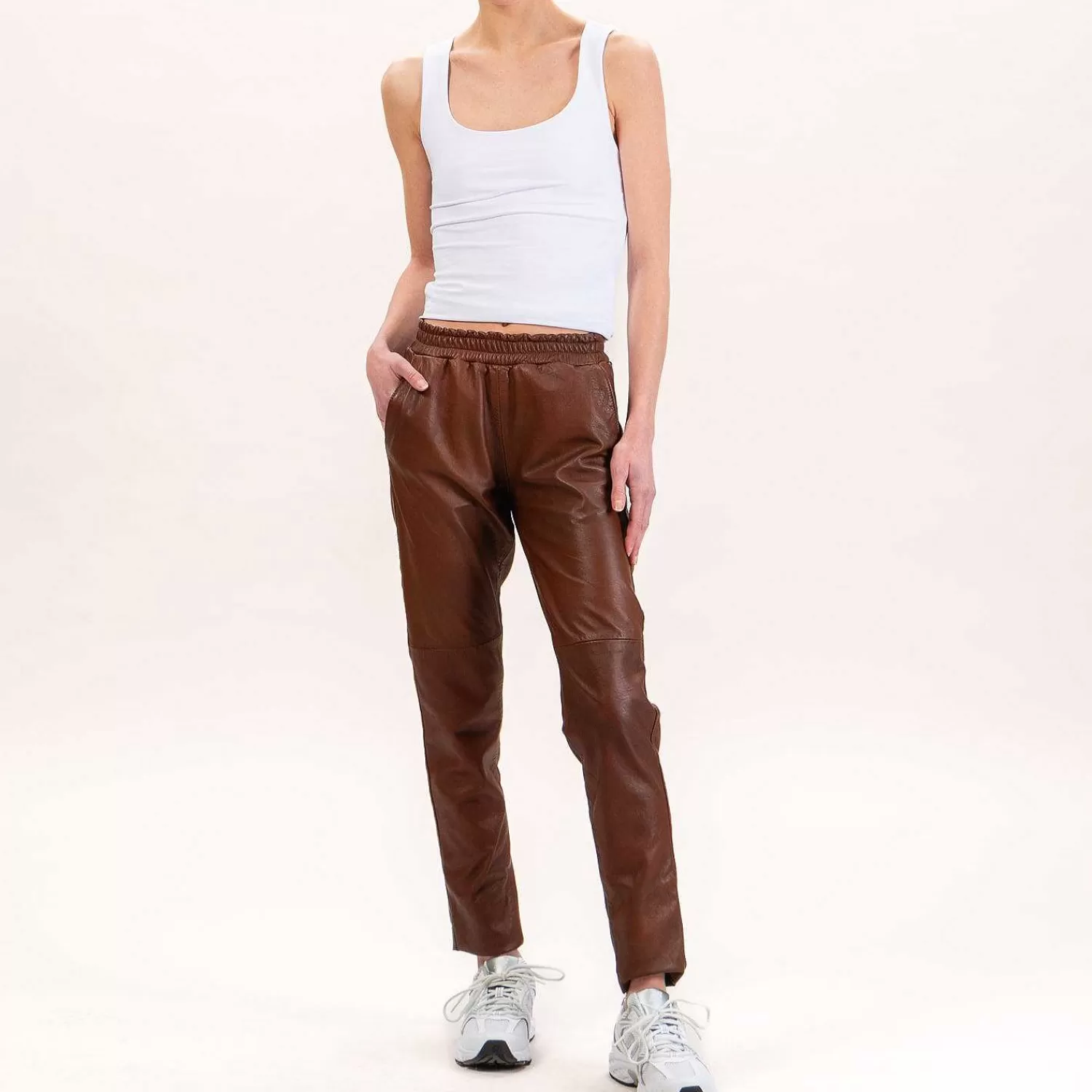 Best Sale White Mood Zeroassoluto-Pantalone Boyfriend Genuine Leather - Cioccolato