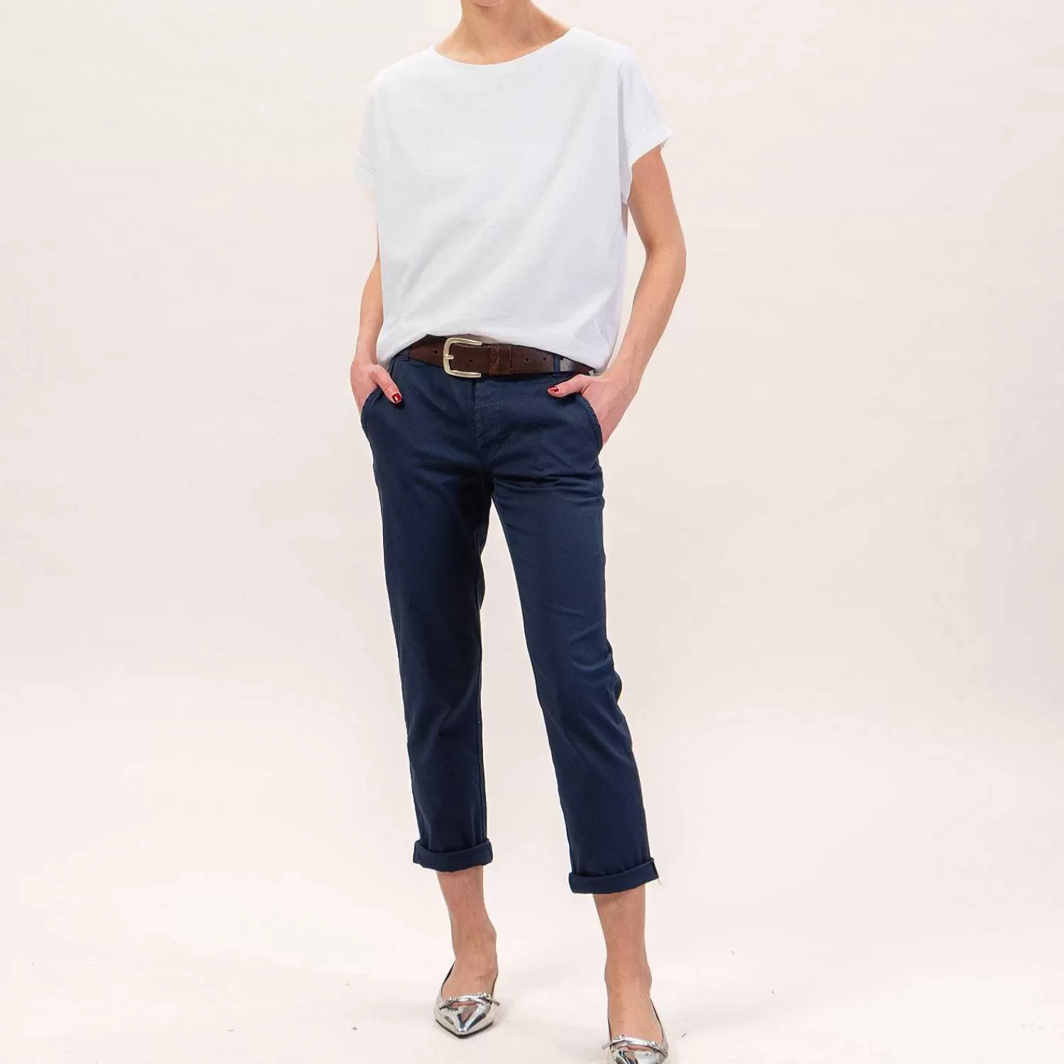 Sale White Mood Zeroassoluto-Pantalone Lois Chino Elasticizzato - Blu