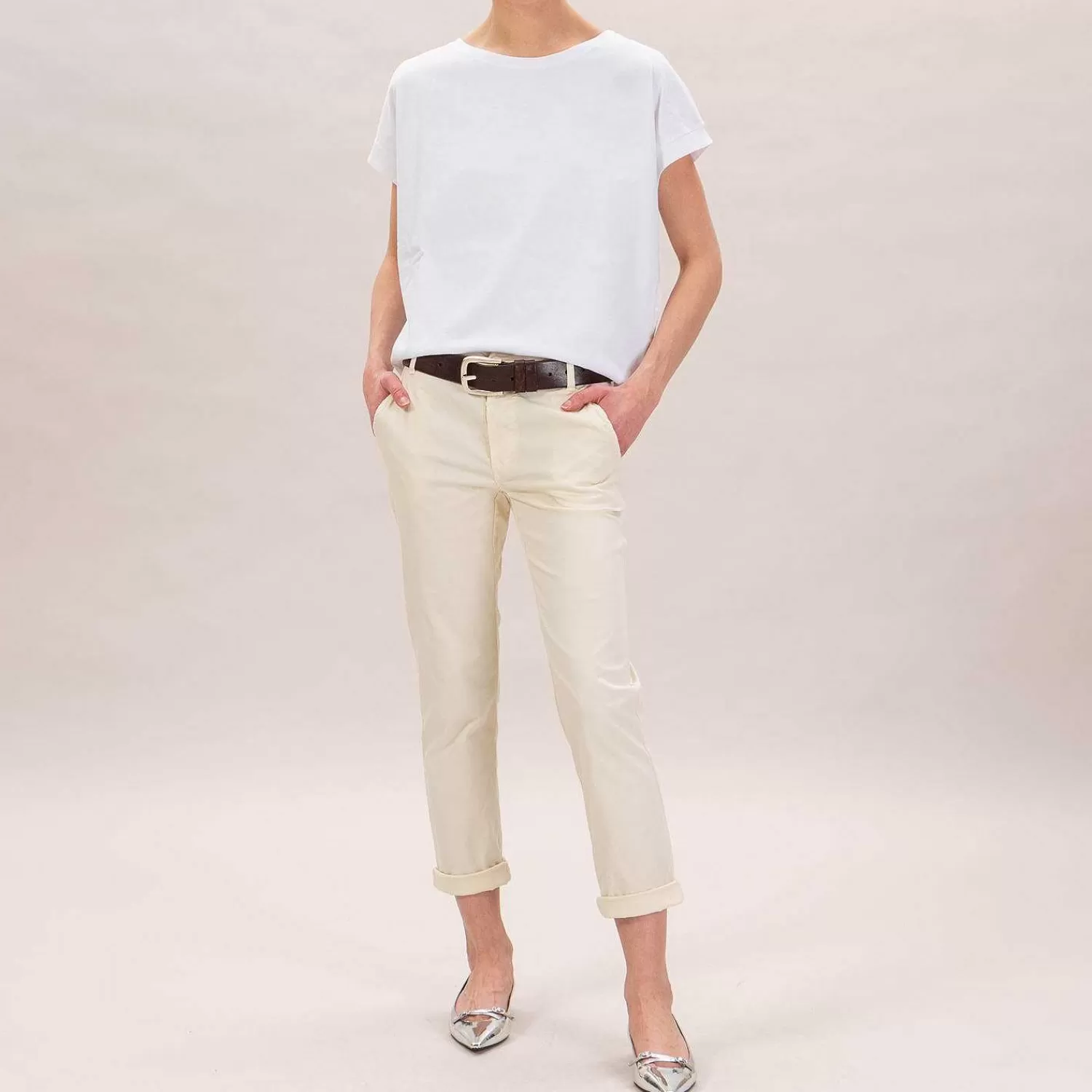 New White Mood Zeroassoluto-Pantalone Lois Chino Elasticizzato - Burro