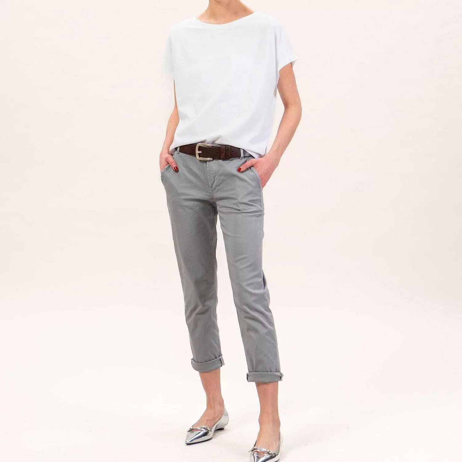 Fashion White Mood Zeroassoluto-Pantalone Lois Chino Elasticizzato - Grey