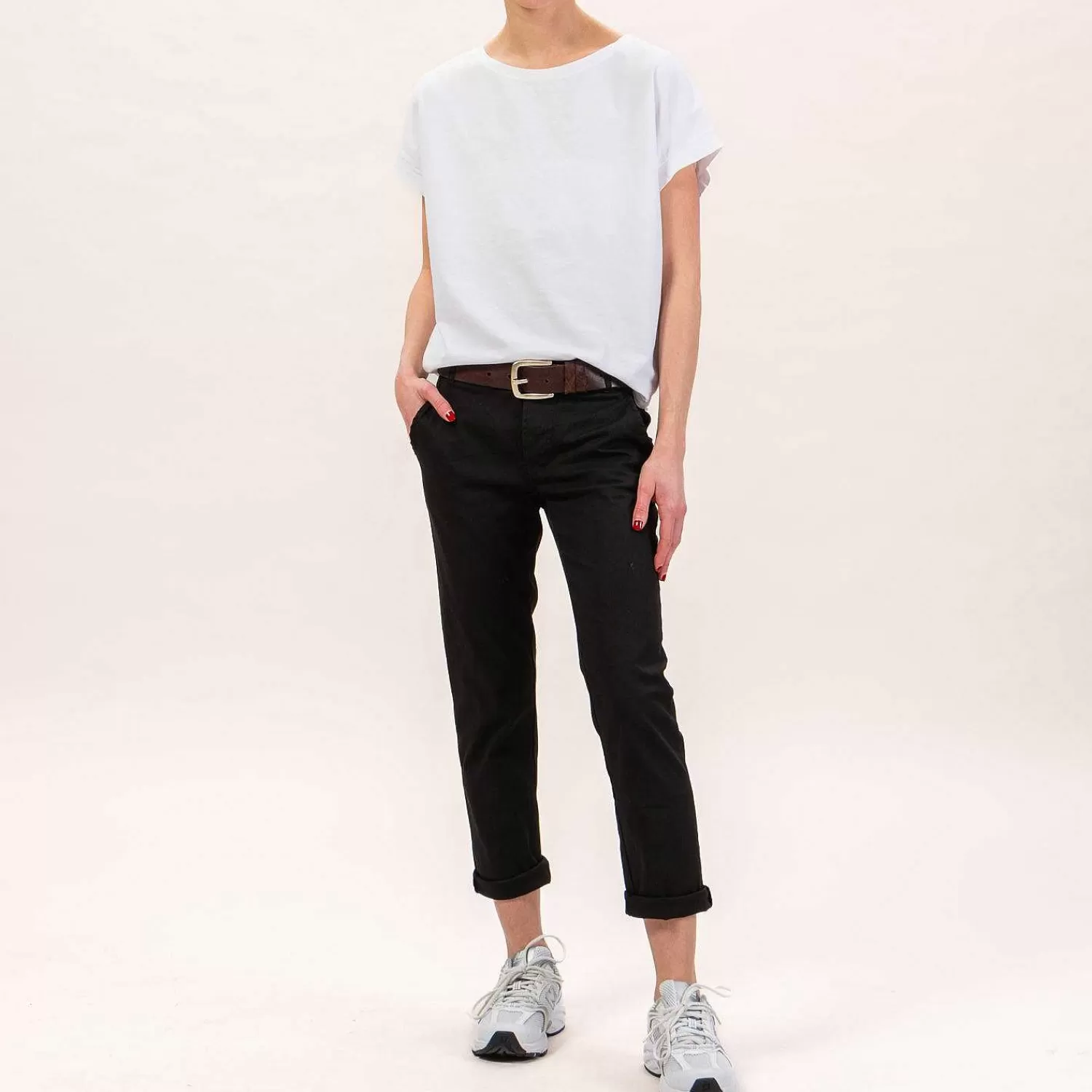 New White Mood Zeroassoluto-Pantalone Lois Chino Elasticizzato - Nero