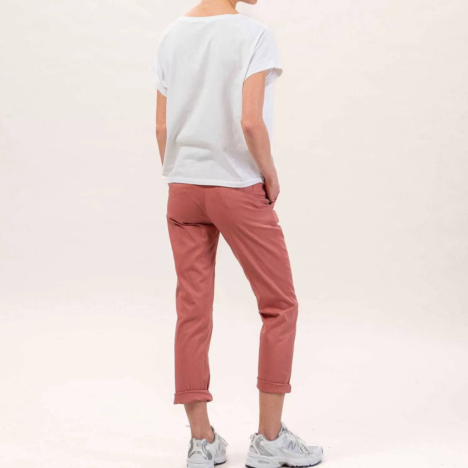 New White Mood Zeroassoluto-Pantalone Lois Chino Elasticizzato - Pink Pepper