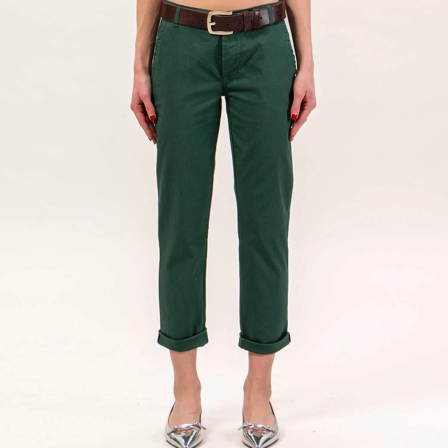 Hot White Mood Zeroassoluto-Pantalone Lois Chino Elasticizzato - Verde Pino