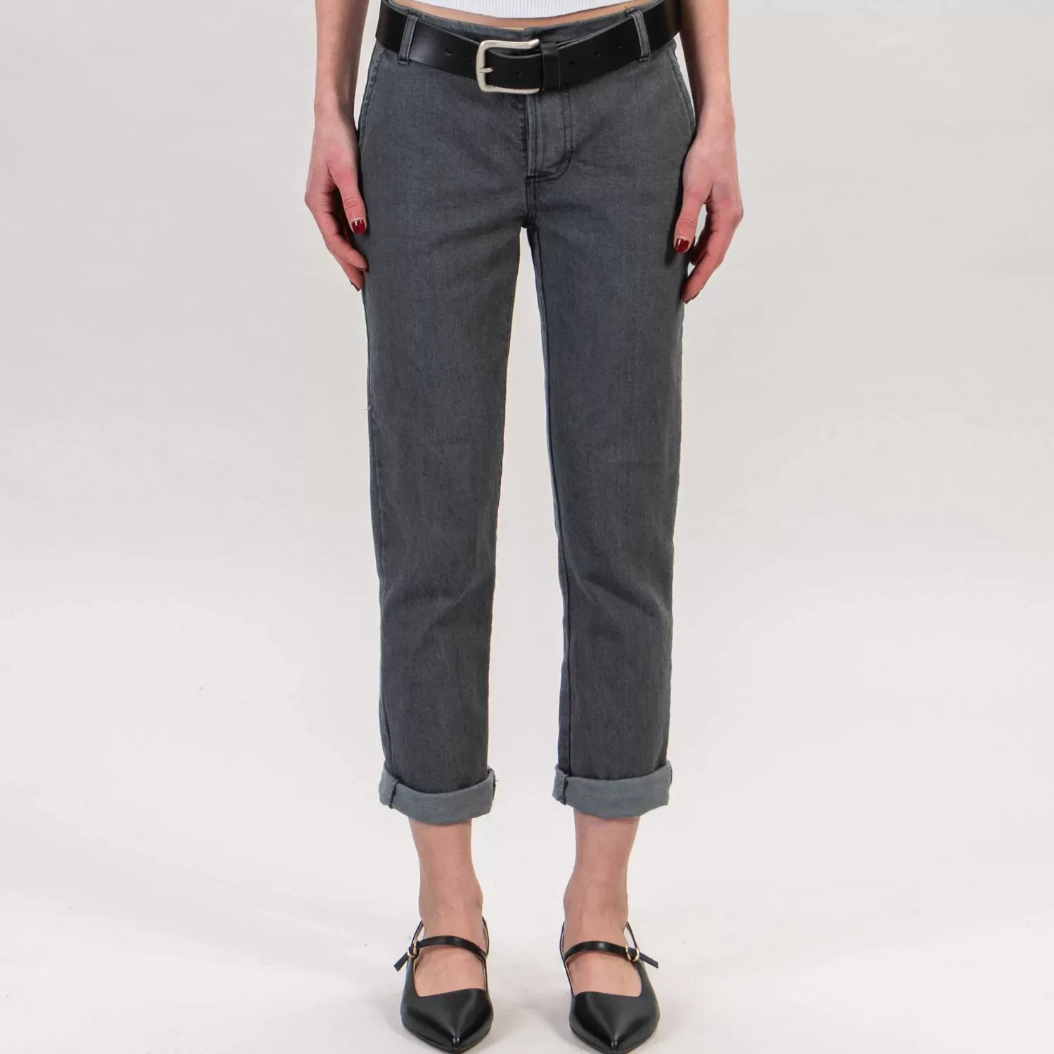 New White Mood Zeroassoluto-Pantalone Lois Chino Tela Jeans - Denim Grigio