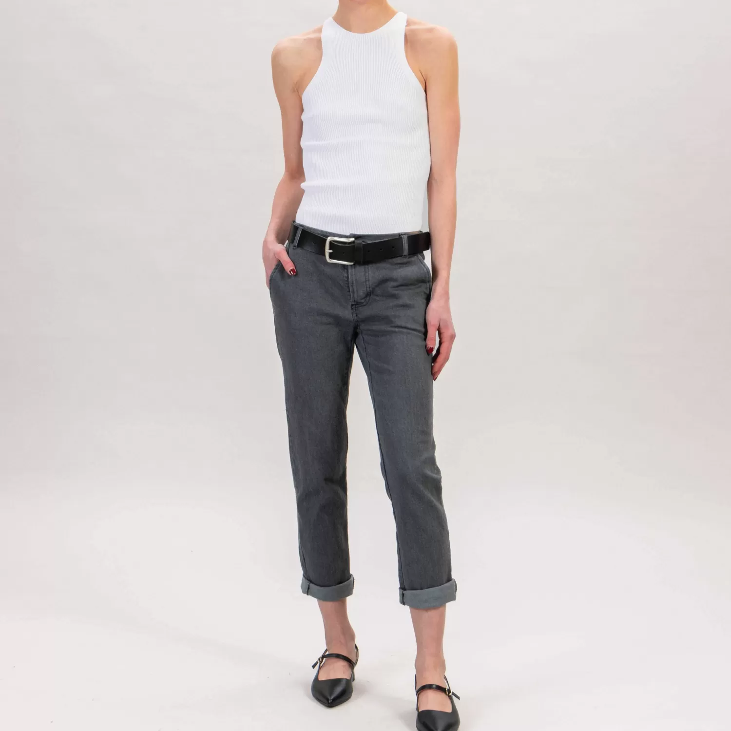 New White Mood Zeroassoluto-Pantalone Lois Chino Tela Jeans - Denim Grigio